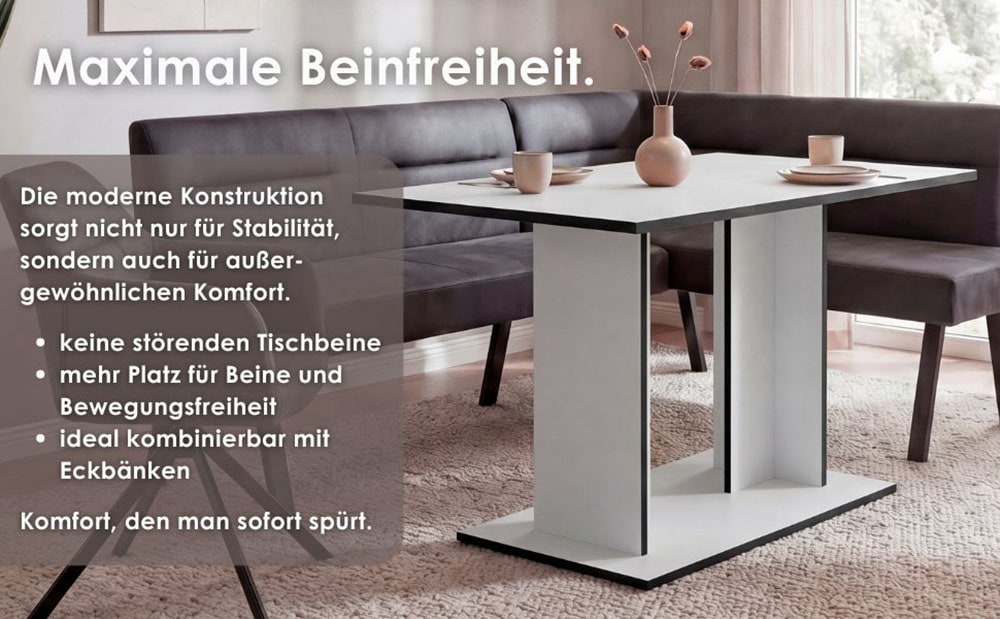 byLIVING Esstisch »TOM« Artisan Eiche oder Weiss, 100 kg, 4 Sitzplätze, Säule: 25 x 56,6 cm