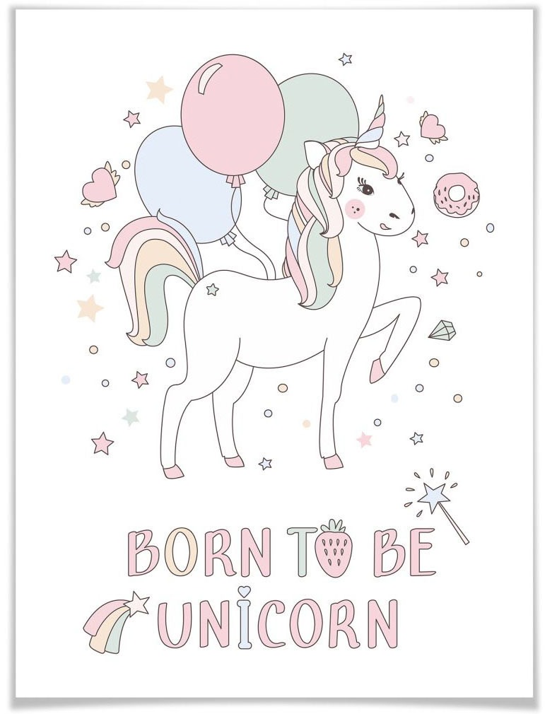 Image of Wall-Art Poster »Kvilis Einhorn Luftballon Party«, Kinder, (1 St.), Poster, Wandbild, Bild, Wandposter bei Ackermann Versand Schweiz