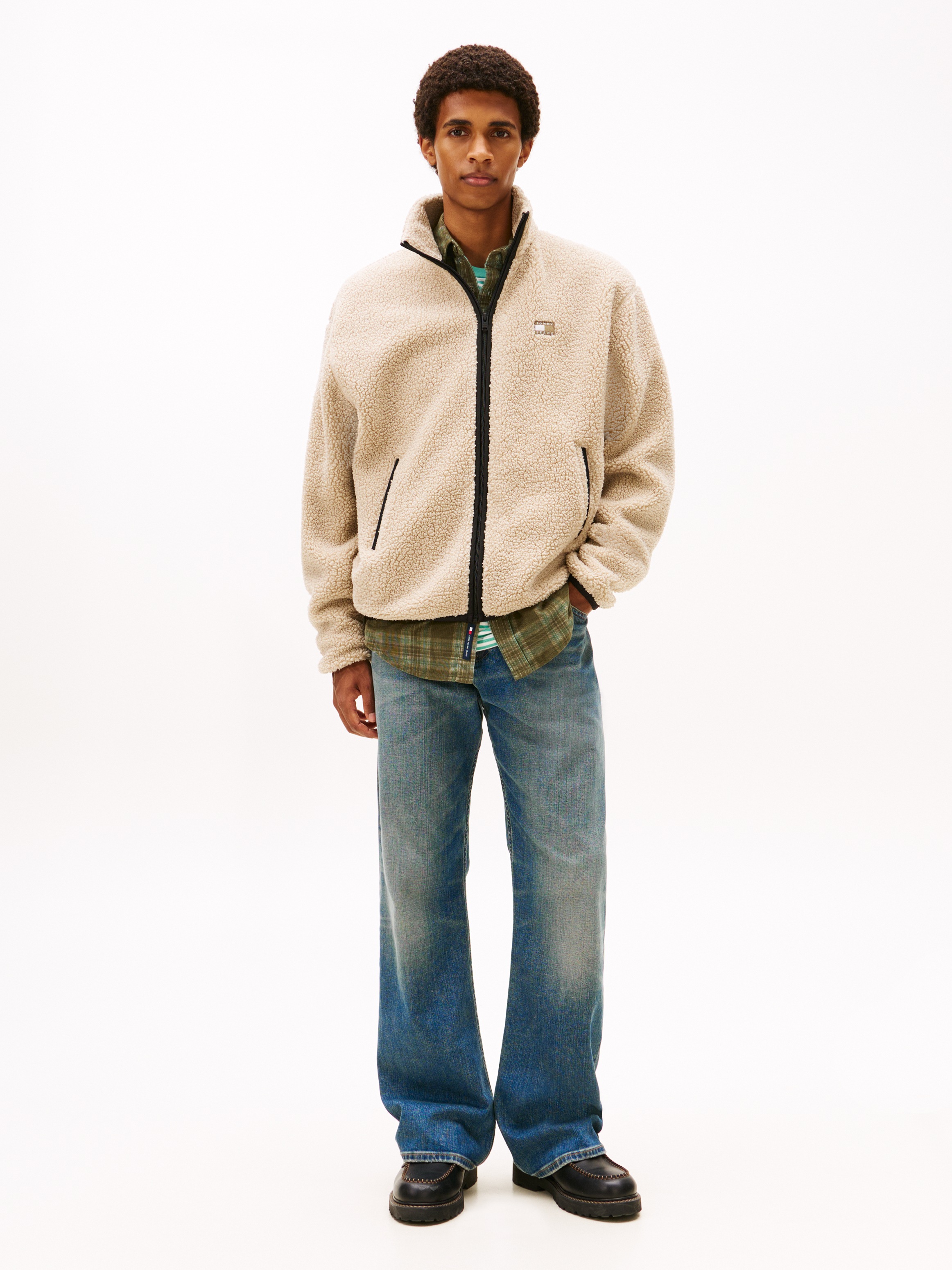 Tommy Jeans Veste polaire »TJM BADGE TEDDY« col montant, teddy fleece, coupe décontractée
