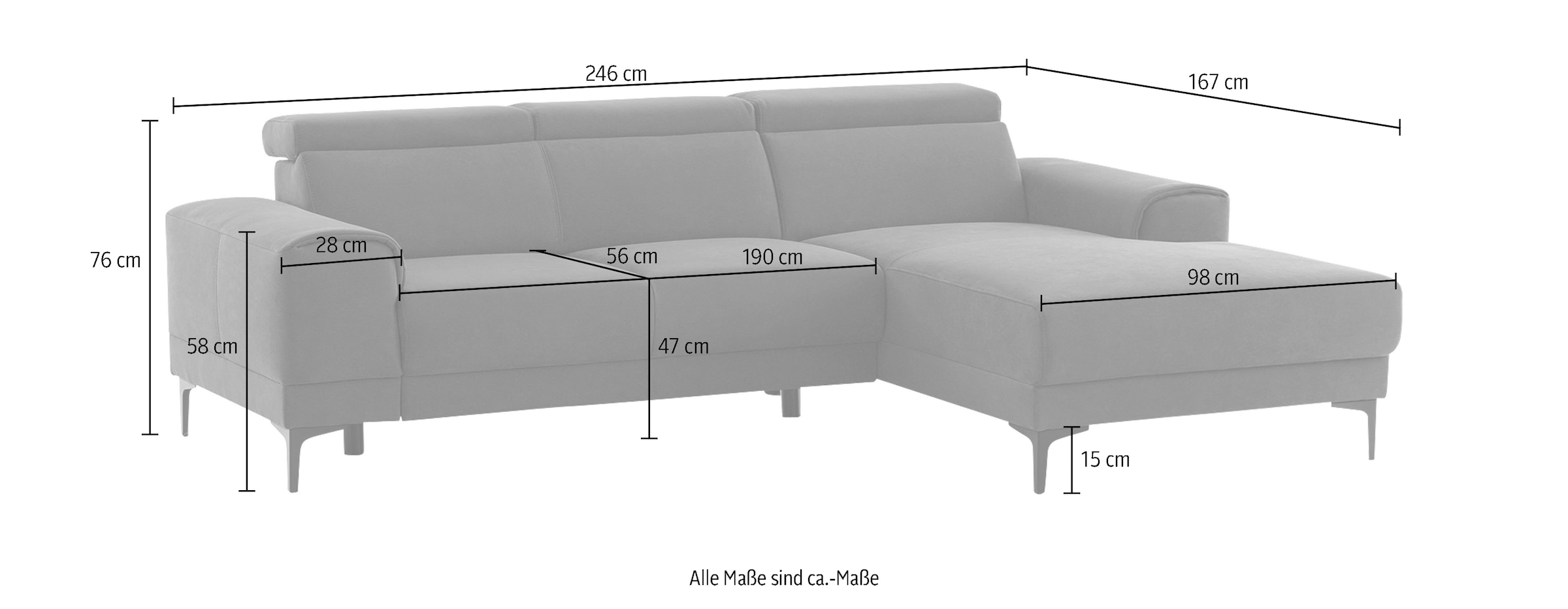 Sitztiefenverstellung, Ecksofa »Ophelia«, Raum im - frei fashion jetzt kaufen Kopfstützen, stellbar exxpo wahlweise 3 sofa