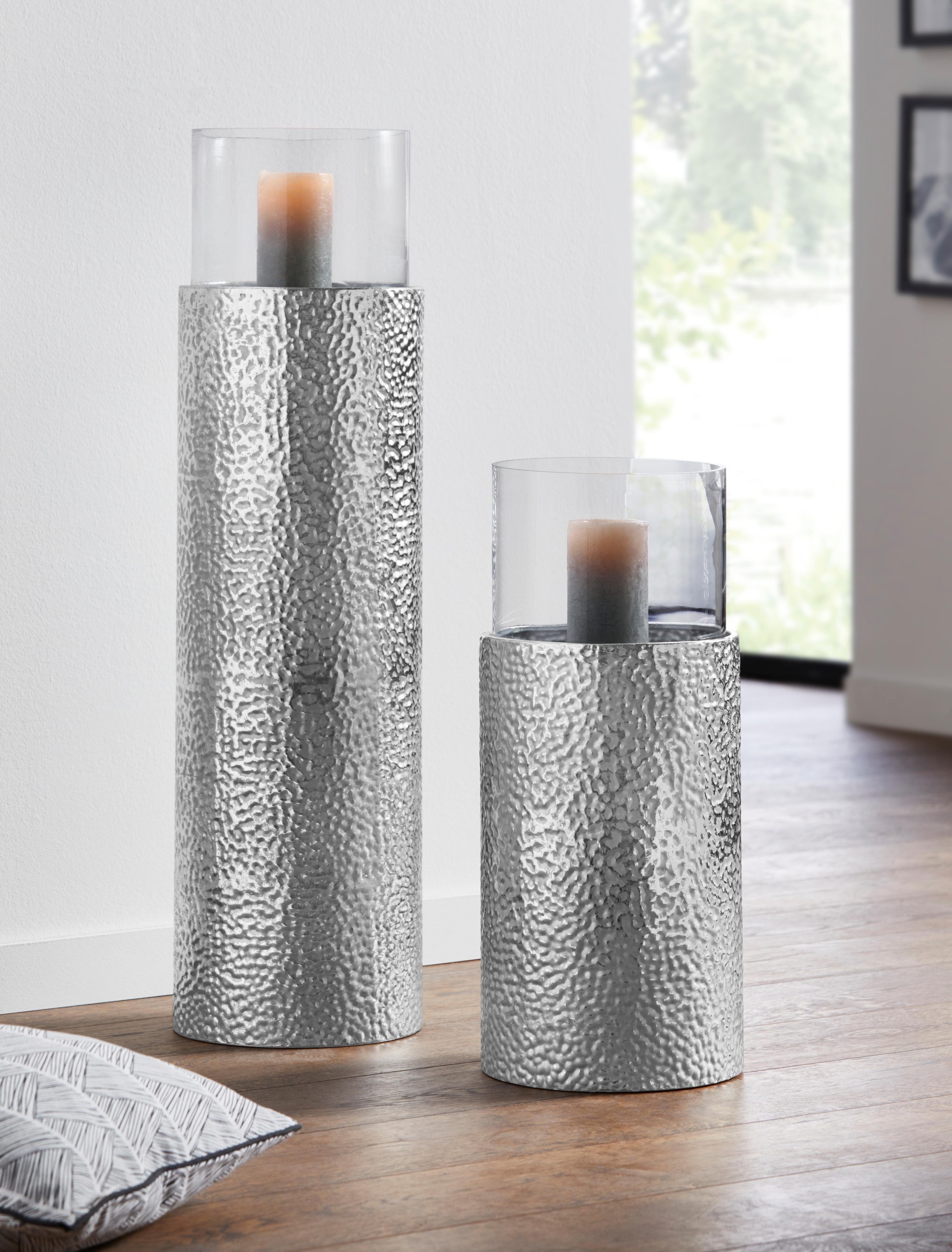 Home affaire Windlicht, (1 St.), Bodenwindlicht, aus Metall, mit  Glaseinsatz, ideal für Stumpenkerzen Trouver sur | Kerzenständer