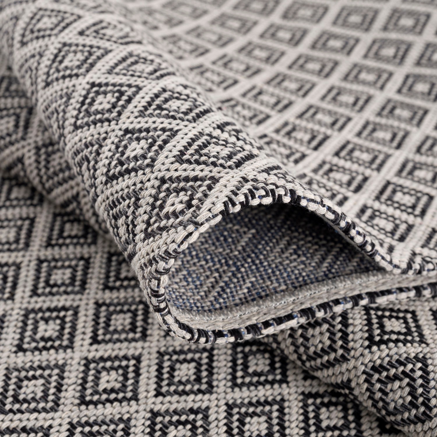 Carpet City Teppich »Cotton«, rechteckig, 5 mm Höhe, Flachgewebe, 100% Baumwolle, Rauten-Optik, Pflegeleicht