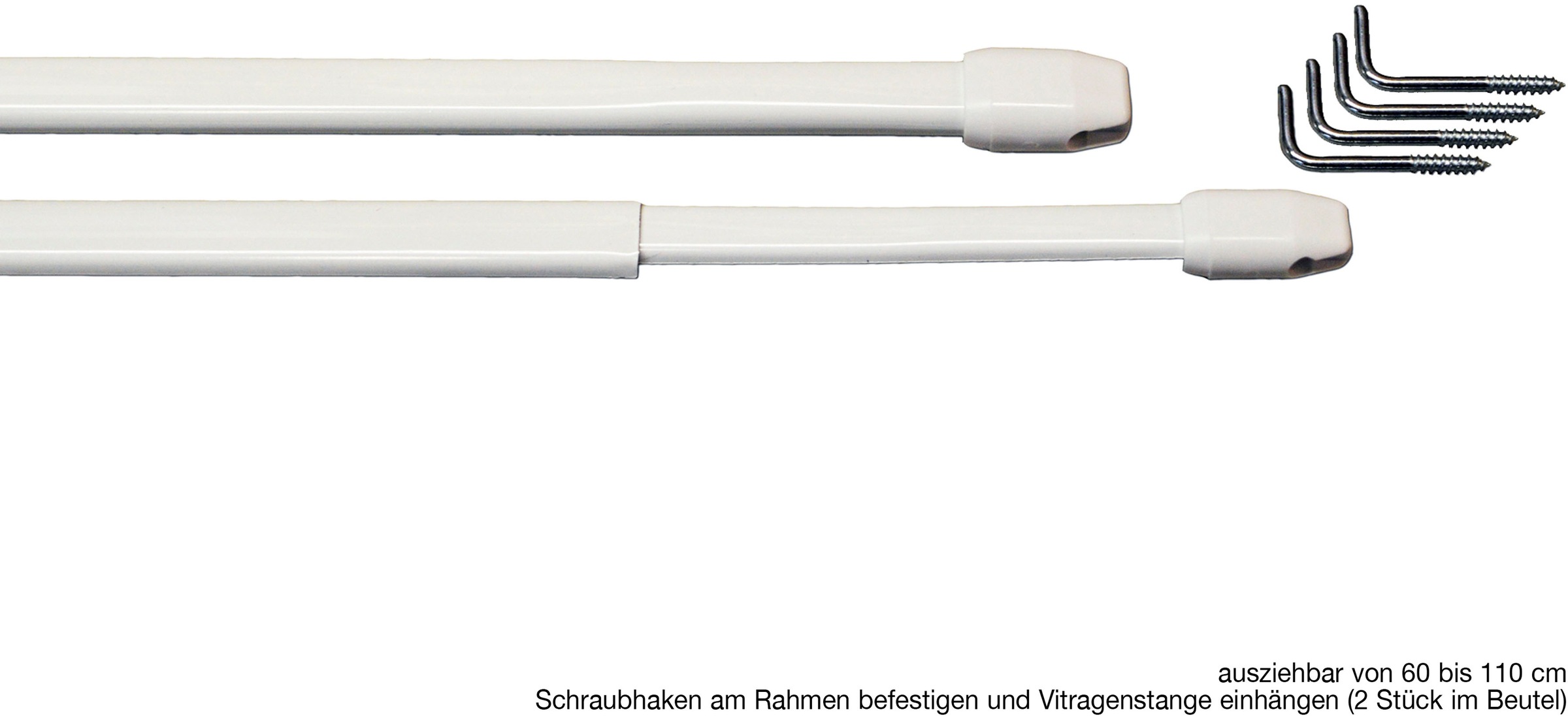Image of GARESA Vitragenstange "Vitragenstange "11 mm"" Ø 11 mm ausziehbar, Fixmass zum Schrauben auf dem Fensterrahmen, einfache Montage, 2 Stück