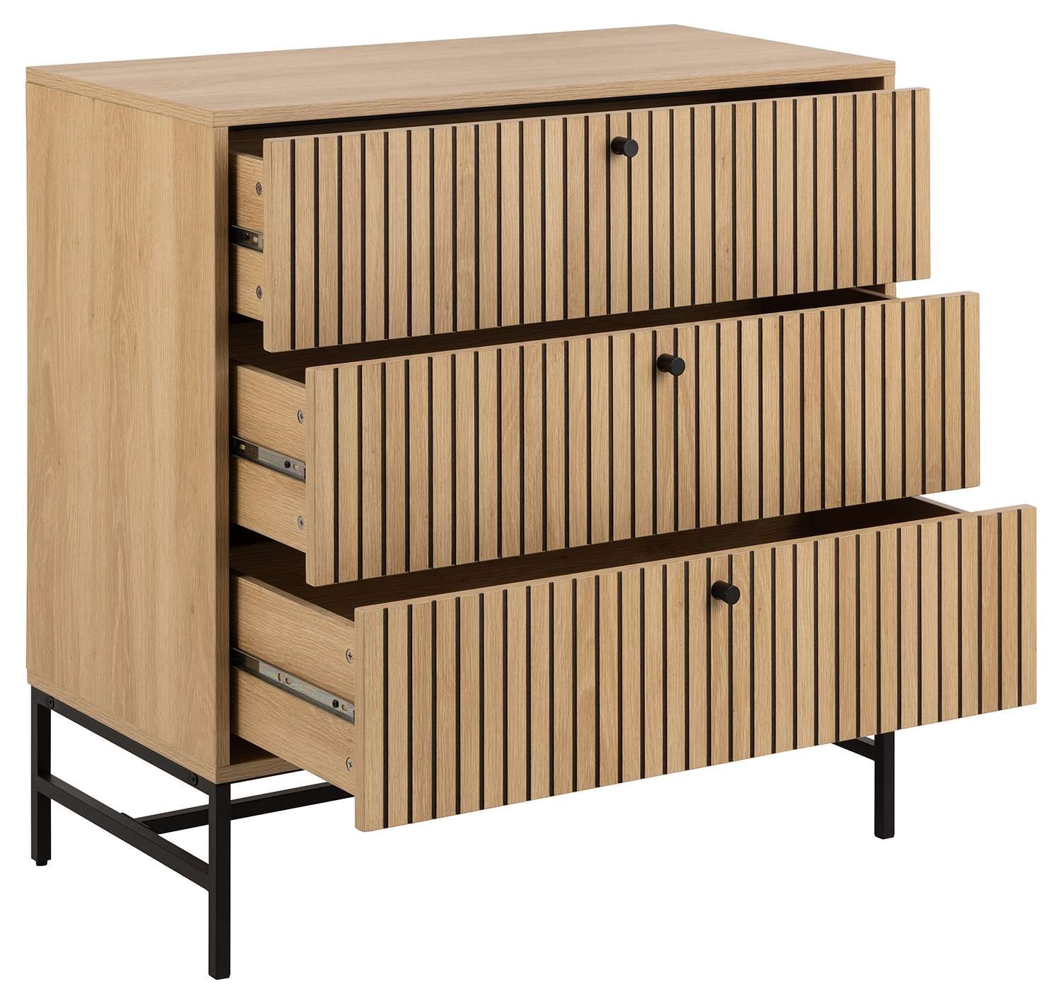 ACTONA GROUP Buffet »Albany« aspect chêne, façade à lamelles, 3 tiroirs, L: 80,6 cm