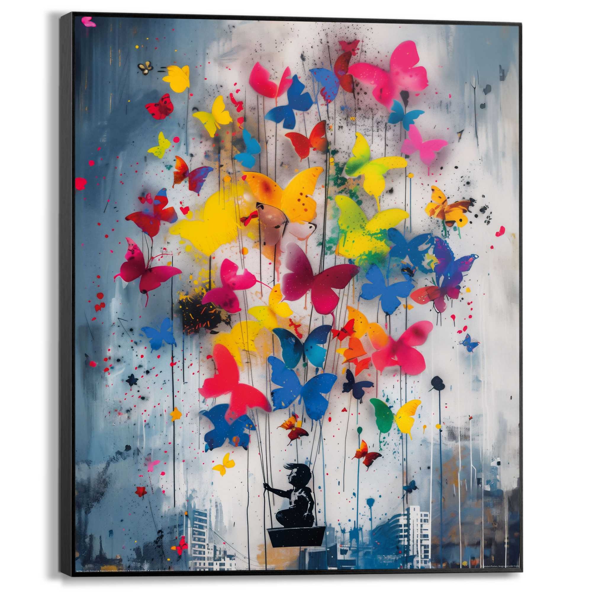 Image of Reinders Wandbild "Butterfly Balloon" Kinderzimmer - Schmetterlinge - Kind - Mehrfarbig - MDF - Street Art