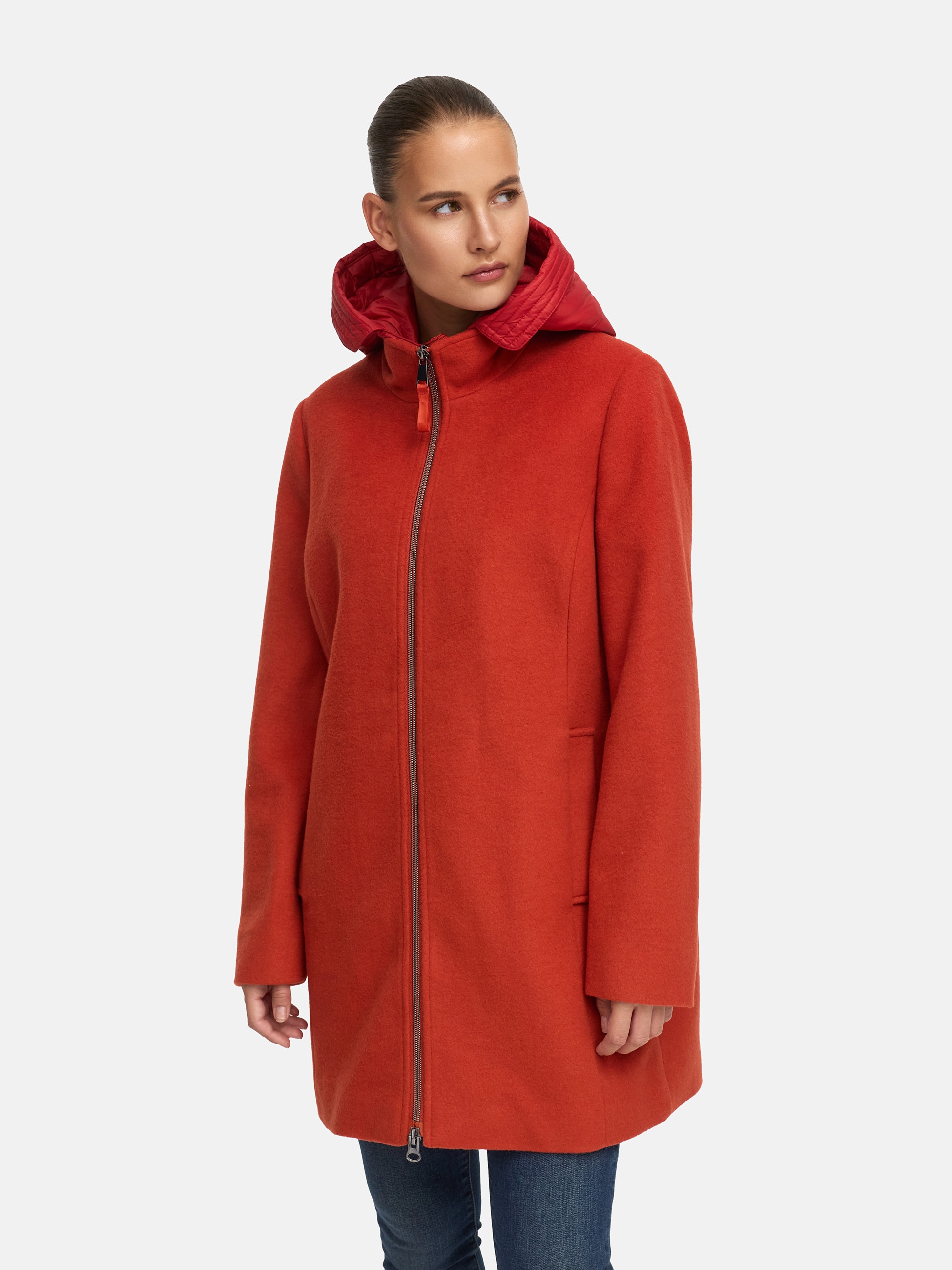 MANISA Wolljacke mit Kapuze mit herausnehmbarer Kapuze