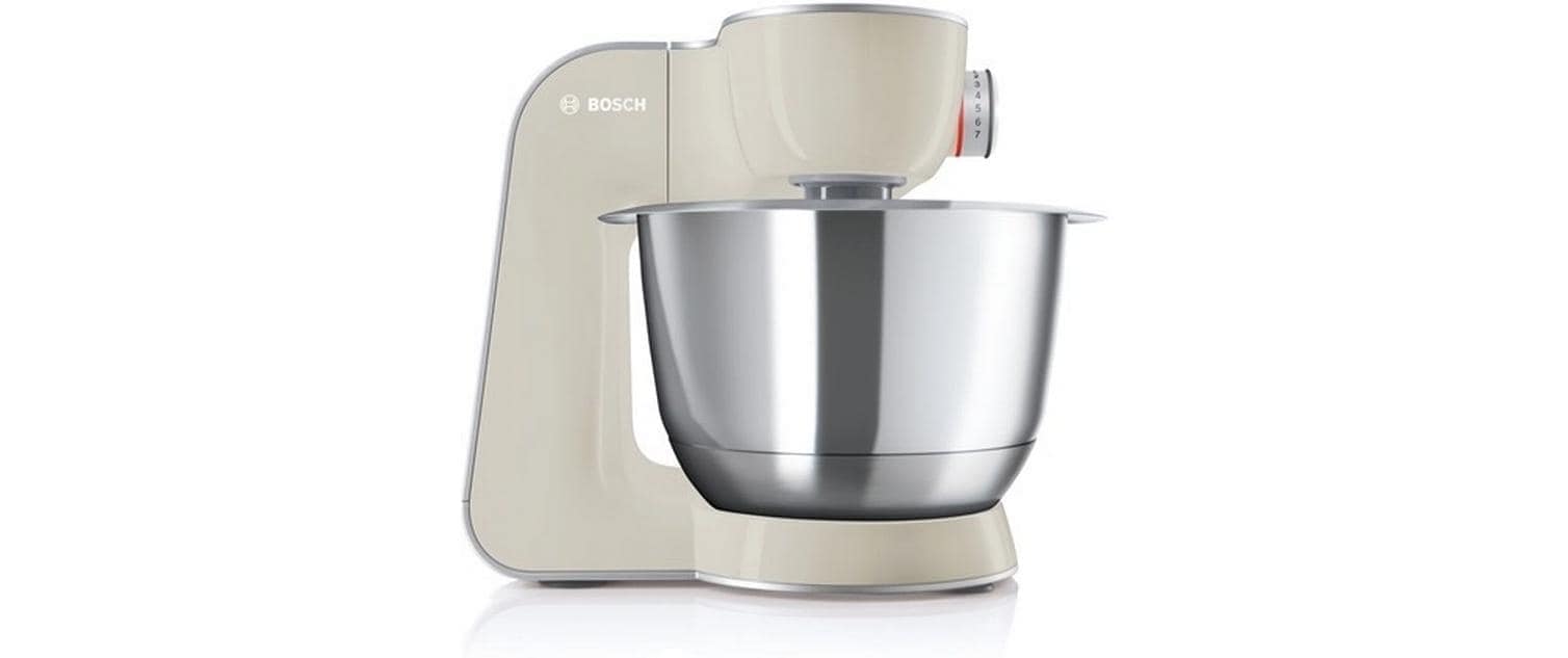 BOSCH Küchenmaschine »Serie 4 MUM58L20, Durchlaufschnitzler, Mixer, grau« 3 Scheiben, Schüssel, Knethaken/Rühr-/Silikonbesen, spülmaschinenfest