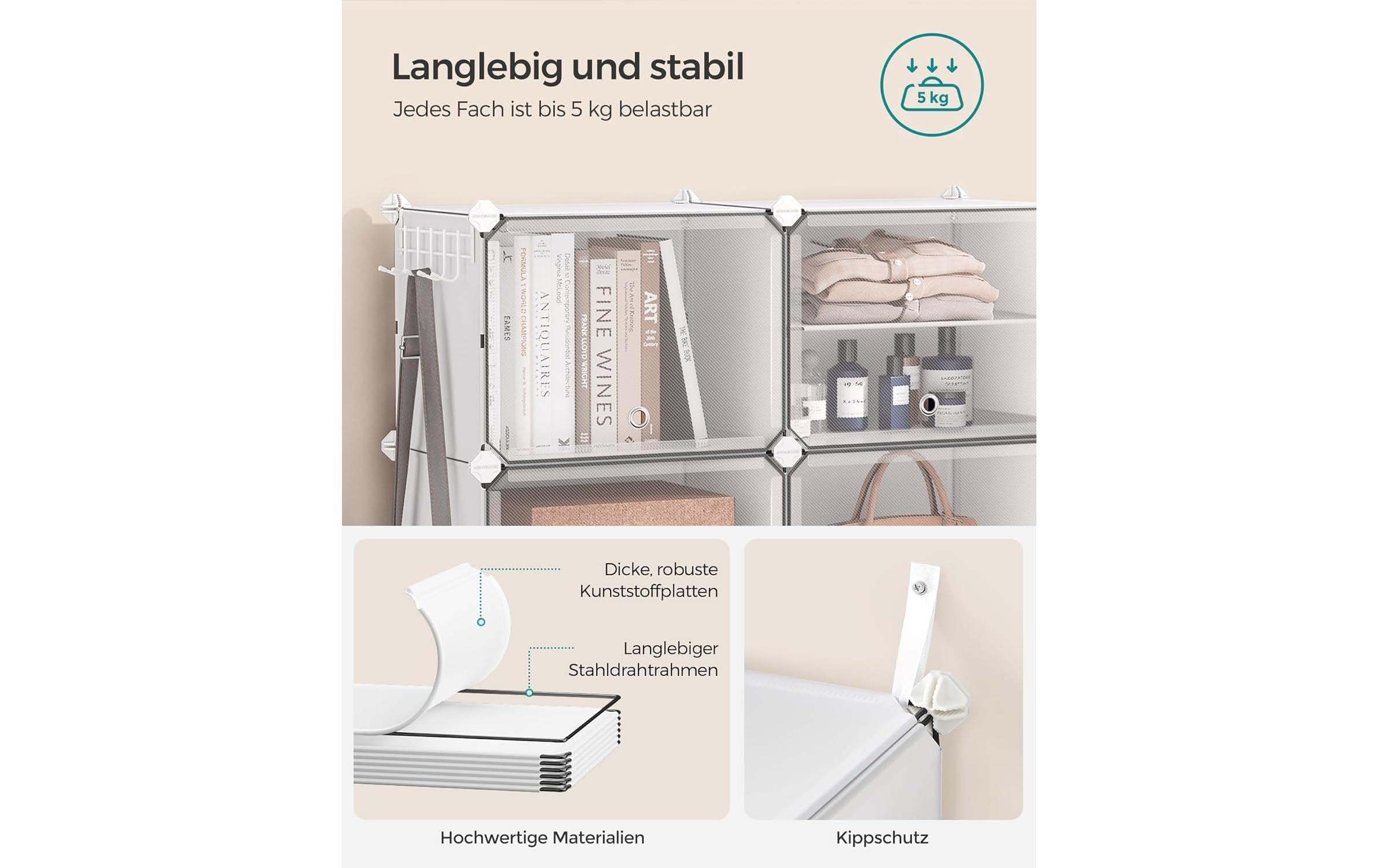 SONGMICS Schuhregal »31.2 x 124.4 cm,« Stapelbare Schuhboxen aus Kunststoff