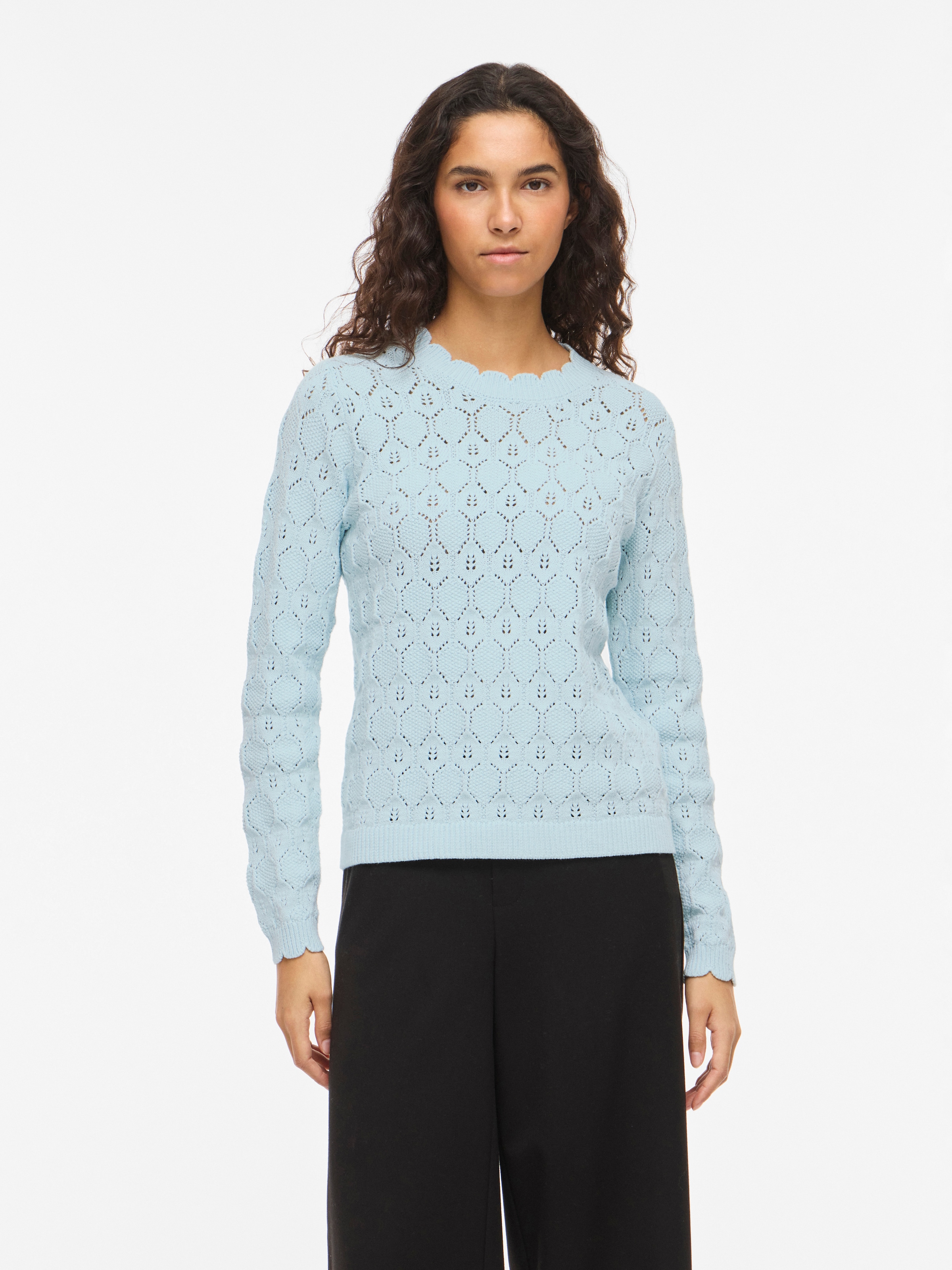 Vila Pull à col rond »VILOWEN L/S POINTELLE KNIT TOP/PB«