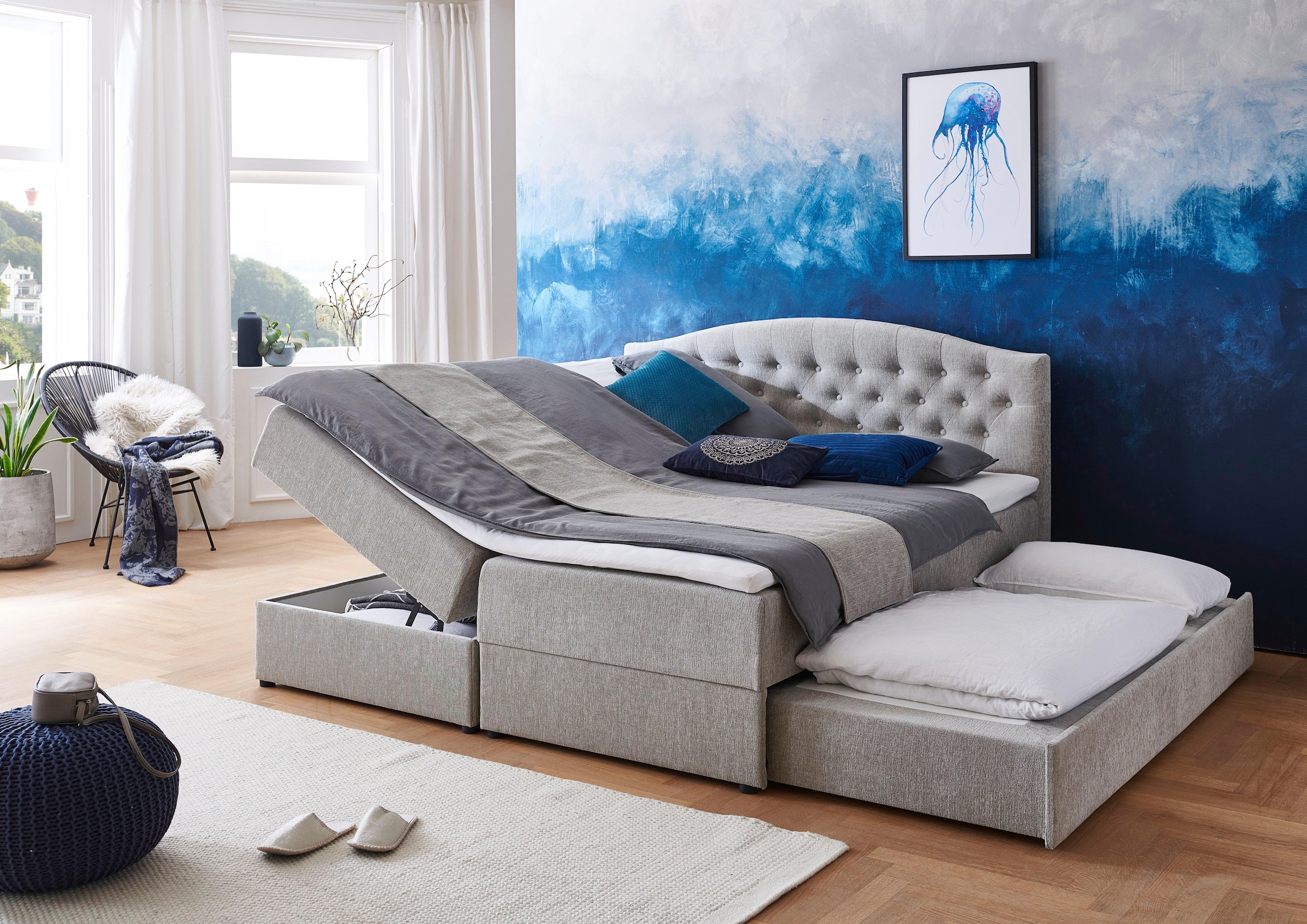 ATLANTIC home collection Boxspringbett »Lotte«, mit Topper, Bettkasten und Gästebett