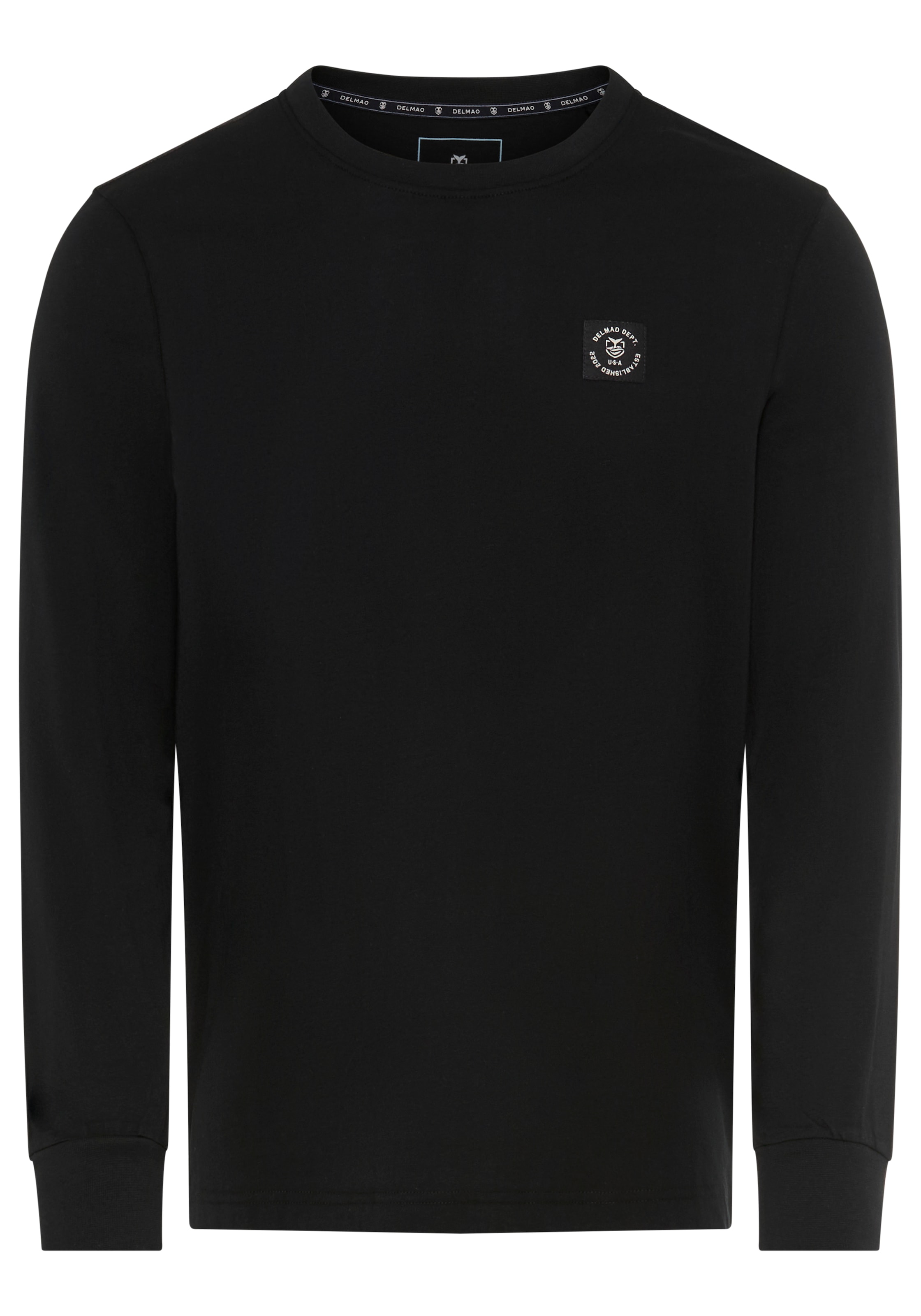 DELMAO Shirt à col rond mit Markenlabel