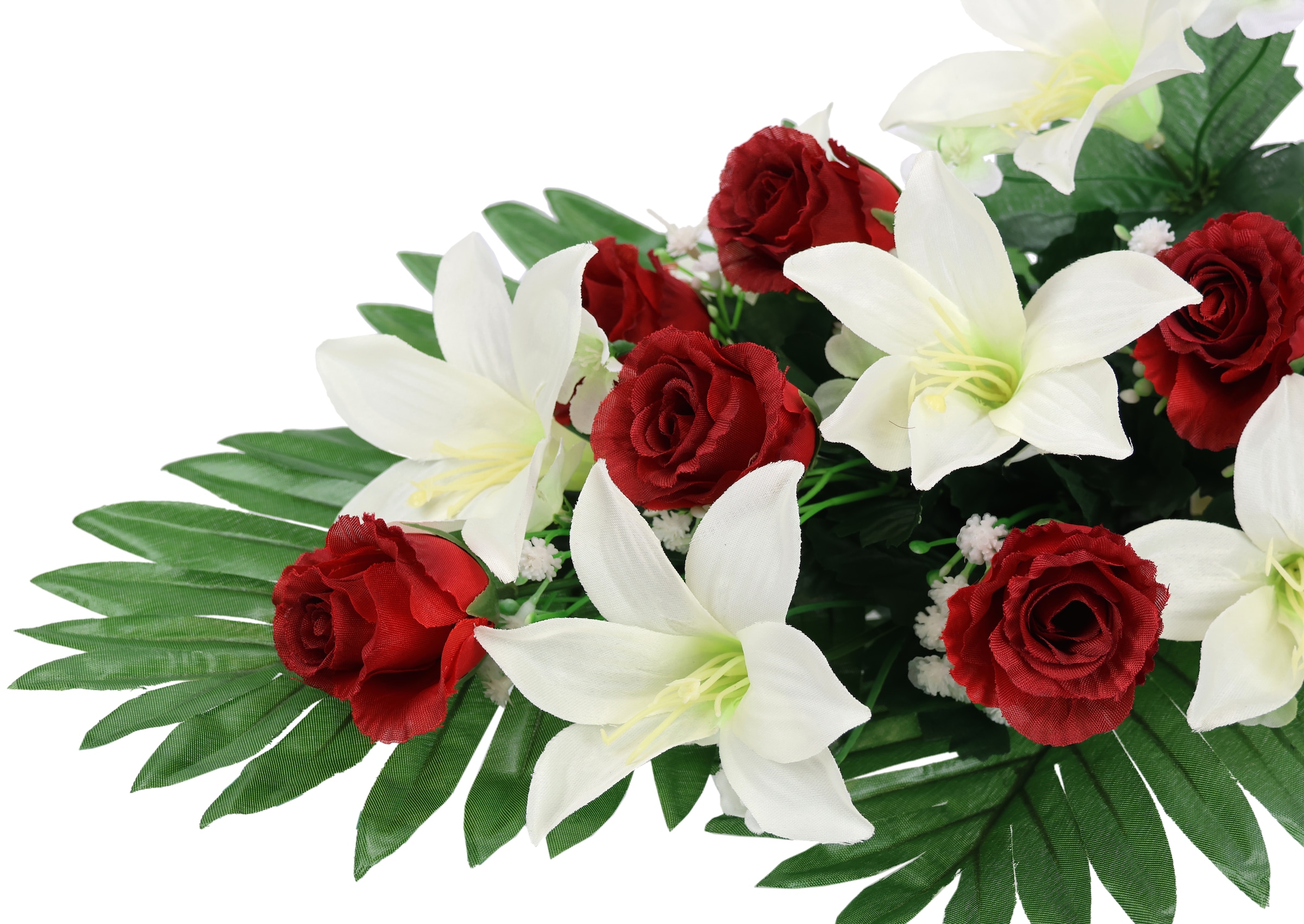 I.GE.A. Kunstblume »Aufleger Rosen/Lilien«, Bouquet Strauss Blume Tischdeko Deko Grabdeko Grableger Grabschmuck