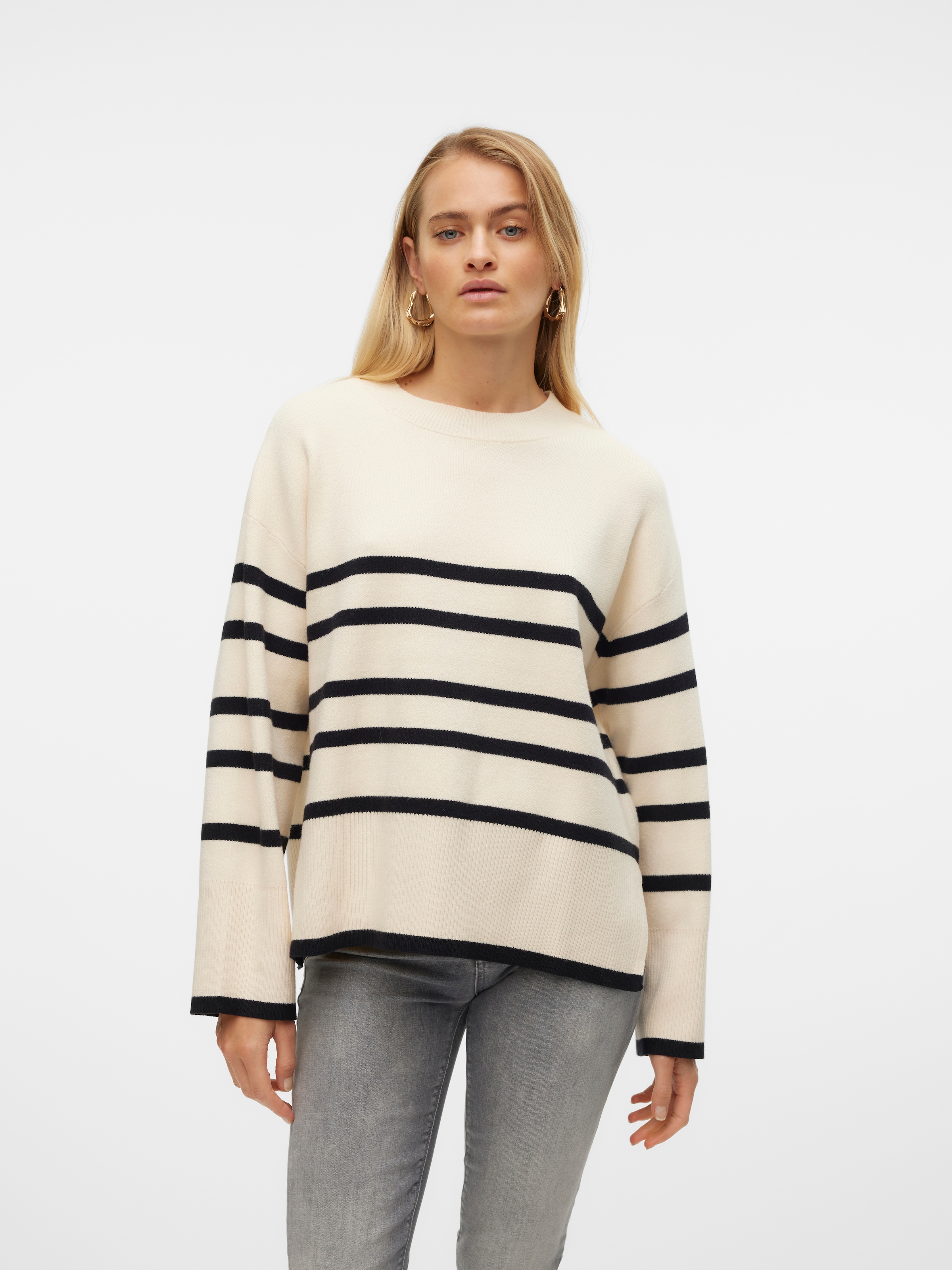 Vero Moda Rundhalspullover »VMSABA LS O-NECK STRIPE PULLOVER GA NOOS« mit Streifenmuster