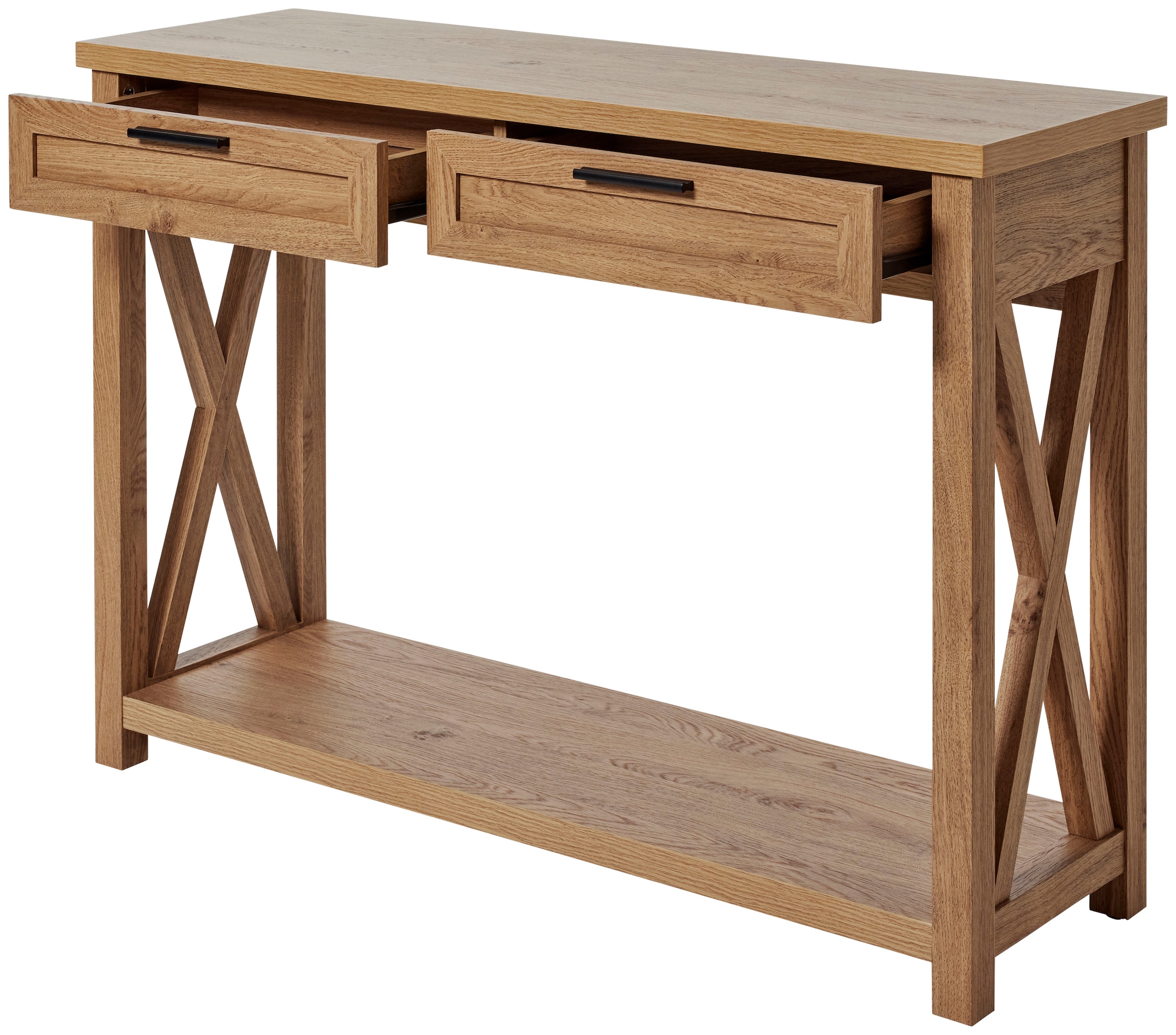 Jahnke Konsolentisch »Chalet« 1 Stk. tlg. Konsolentisch mit 2 Schubladen und Ablage, Landhausstil, X-Design