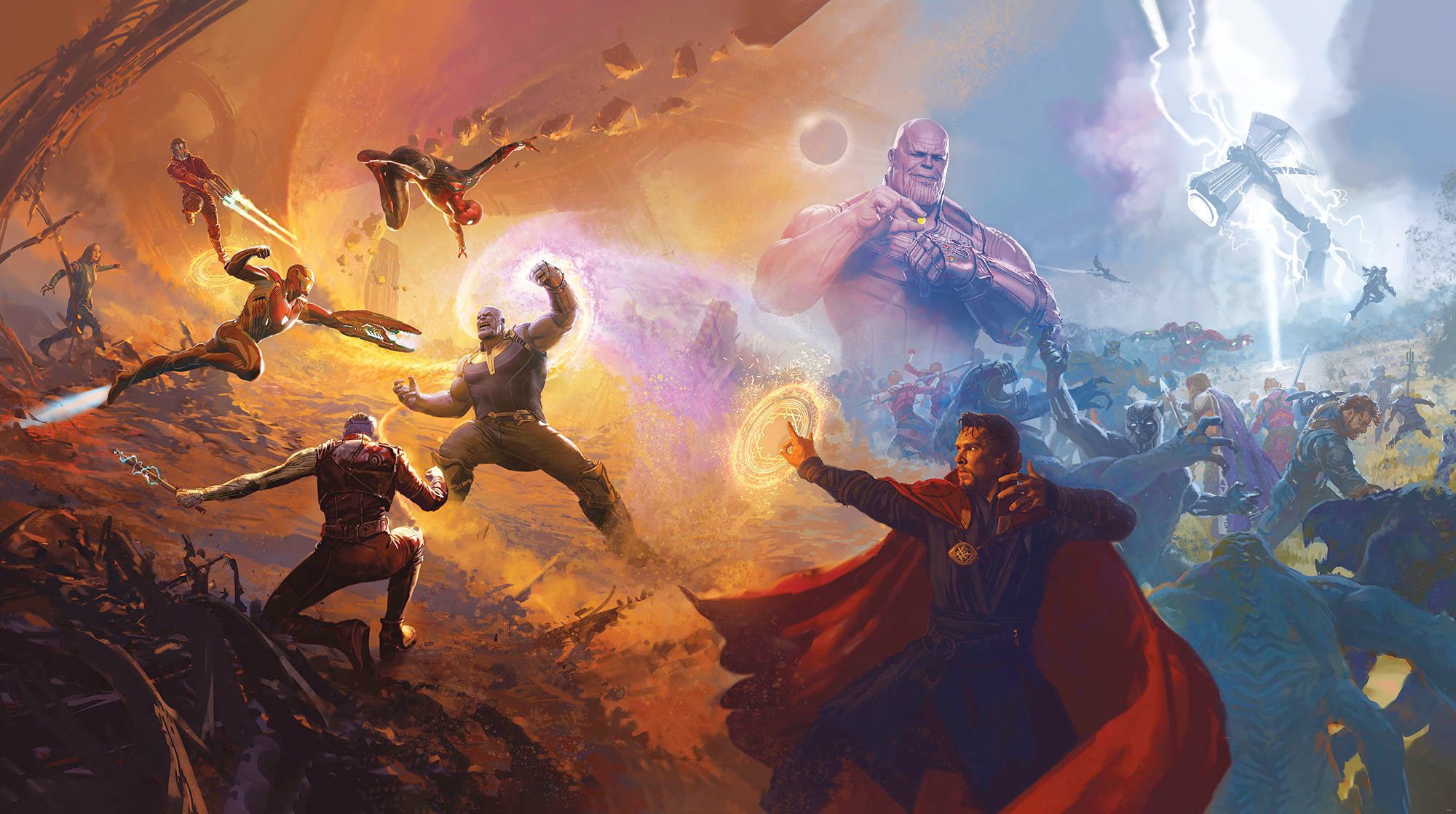 Image of Komar Fototapete »Avengers Epic Battles Two Worlds«, bedruckt-Comic-Retro-mehrfarbig, BxH: 500x280 cm bei Ackermann Versand Schweiz