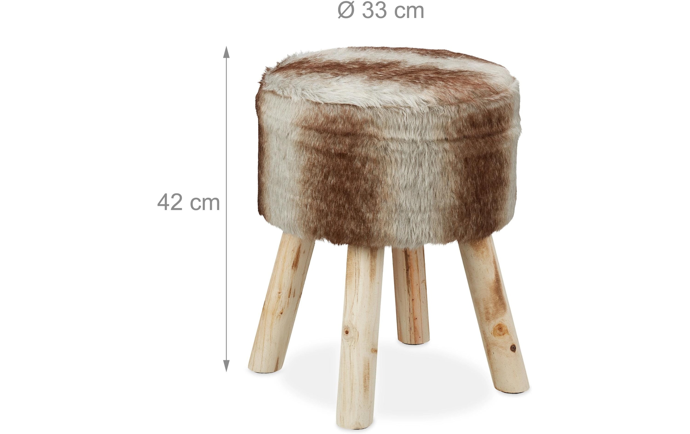relaxdays Hocker »42 x 33 cm« Sitzhocker mit Fell