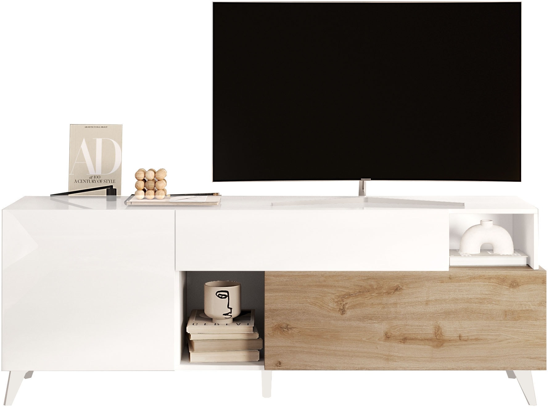 Image of Home affaire Lowboard "Monaco in Breite 181 cm, TV-Schrank mit Tür, Klappe und Schubkasten" Mediaboard – sanftes Schliessen, edles Design, Platz für alles
