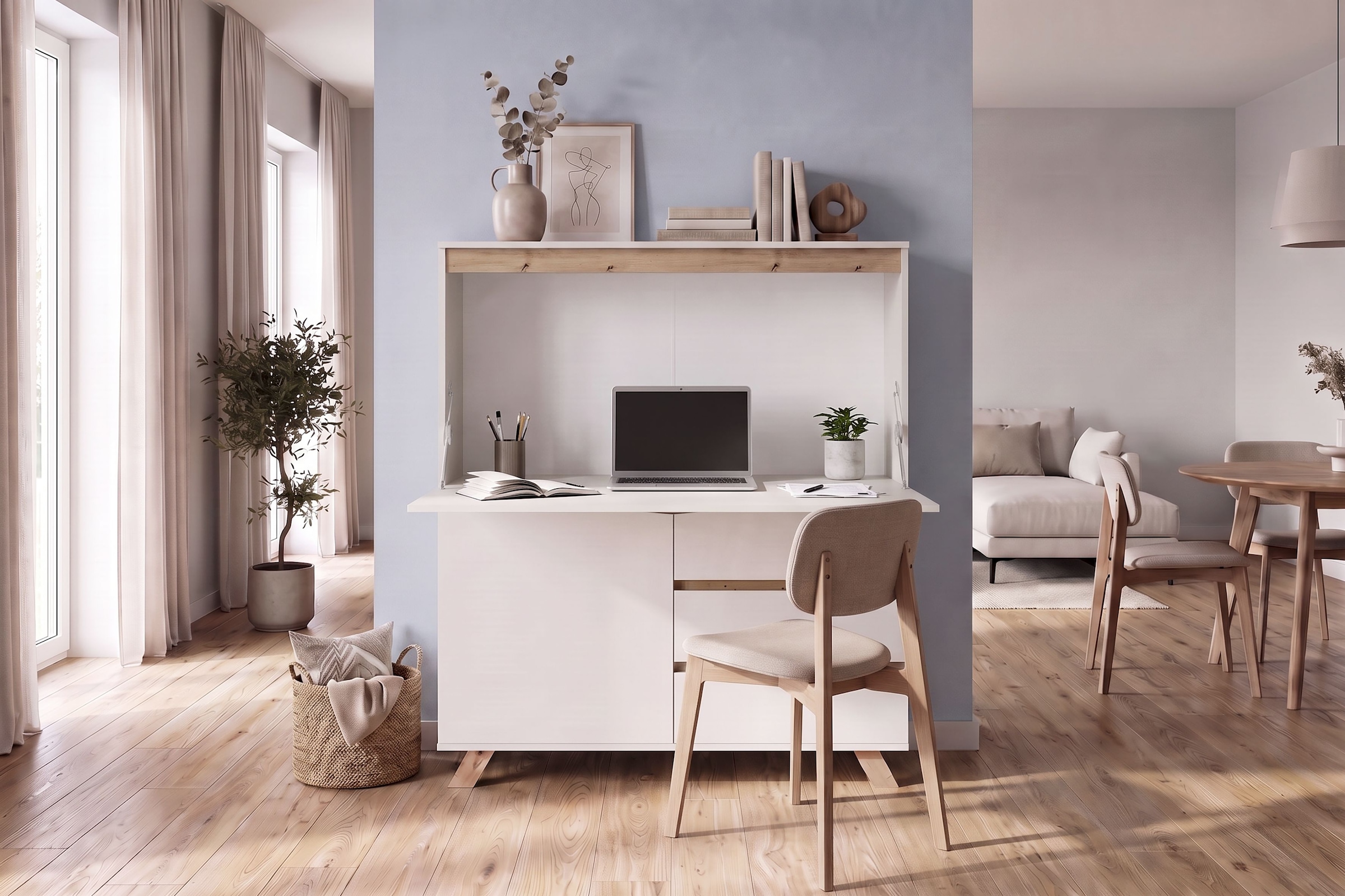 GOODproduct Secrétaire »Vaux« 1 cuis tlg. Cachemire / chêne Artisan (aspect chêne), porte pliante, espace de rangement, L : 120 cm