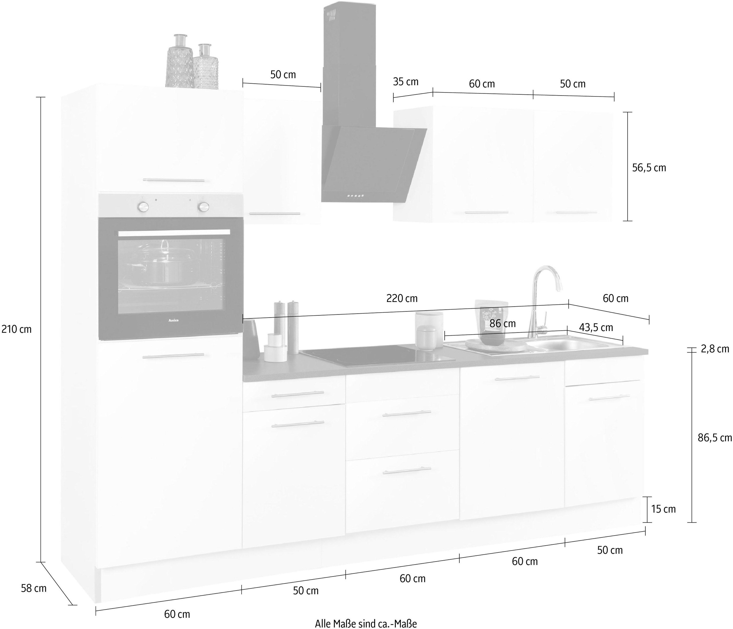 wiho Küchen Küchenzeile »Ela«, Breite 280 cm, Soft-Close-Funktion, höhenverstellbare Füsse