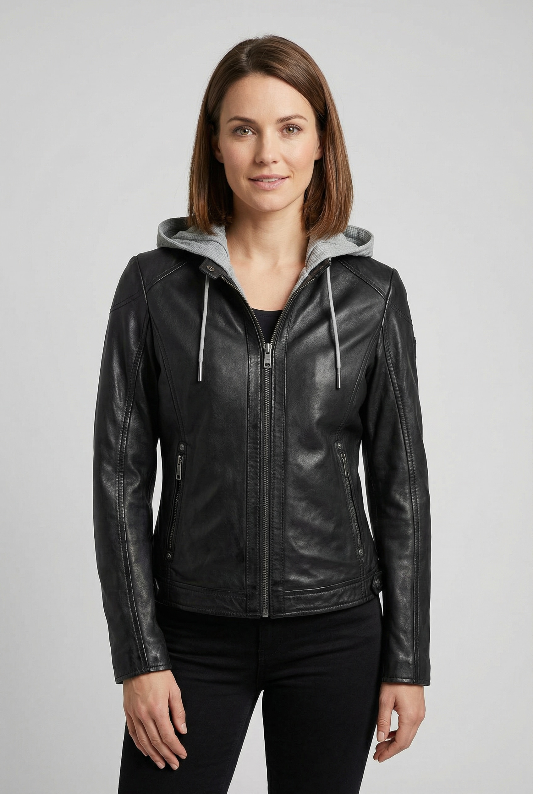 Image of Mauritius Lederjacke "MWAlani" Bikerjacke mit abnehmbarer Kapuze
