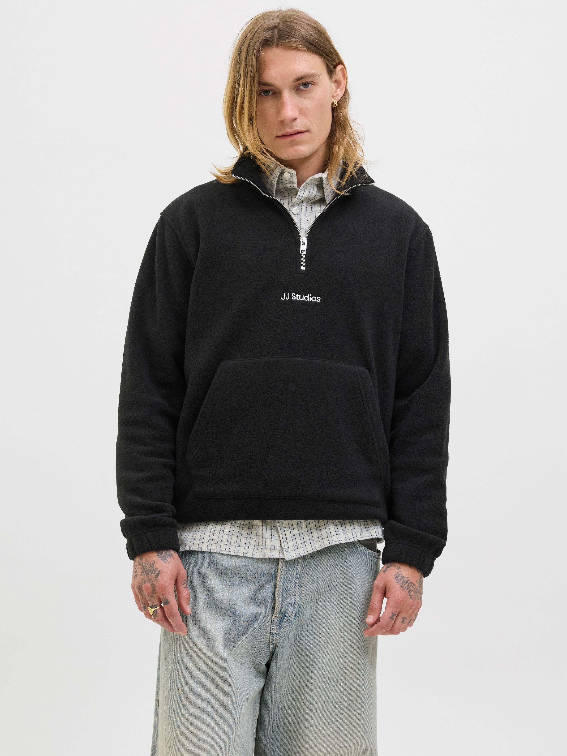 Image of Jack & Jones Fleecepullover "JJSOHO HALFZIP FLEECE", Kunstfaser, relaxed fit