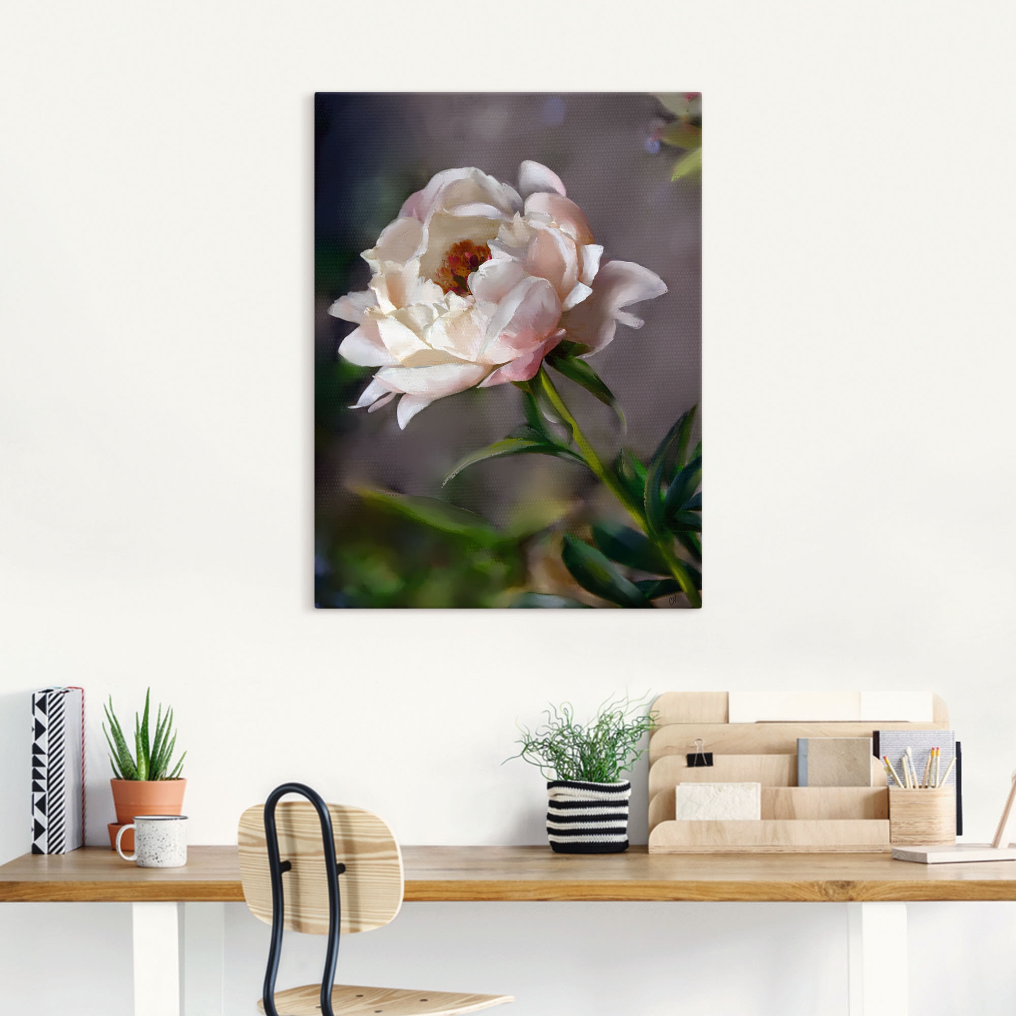 Artland Leinwandbild »Pfingstrose Vintage« Blumenbilder 1 Stk. tlg. auf Holzrahmen gespannt