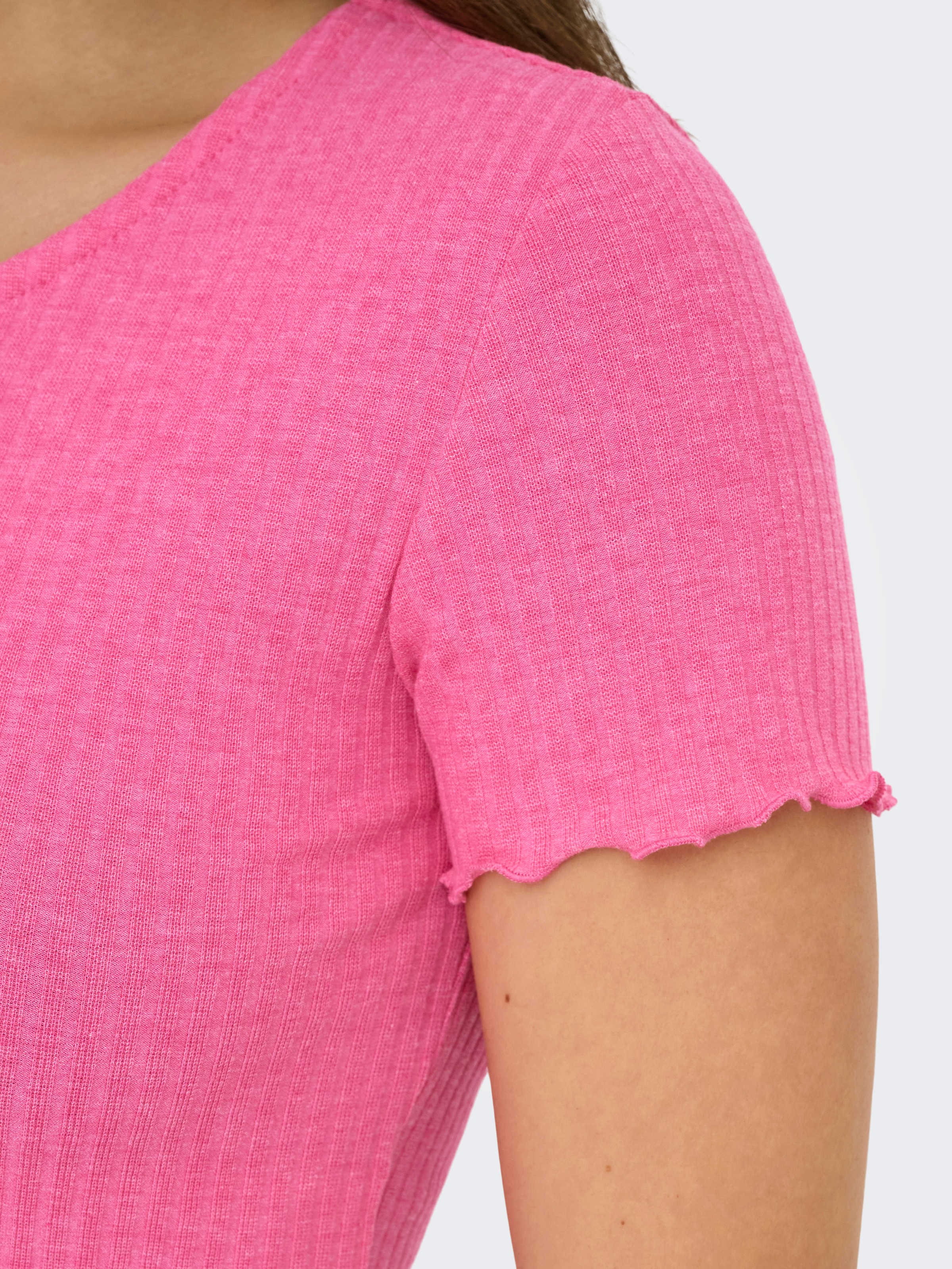 ONLY Shirt à col rond »ONLEMMA S/S SHORT TOP NOOS JRS« Rundhals, modisch, regular fit, gewellter Abschluss, unifarben