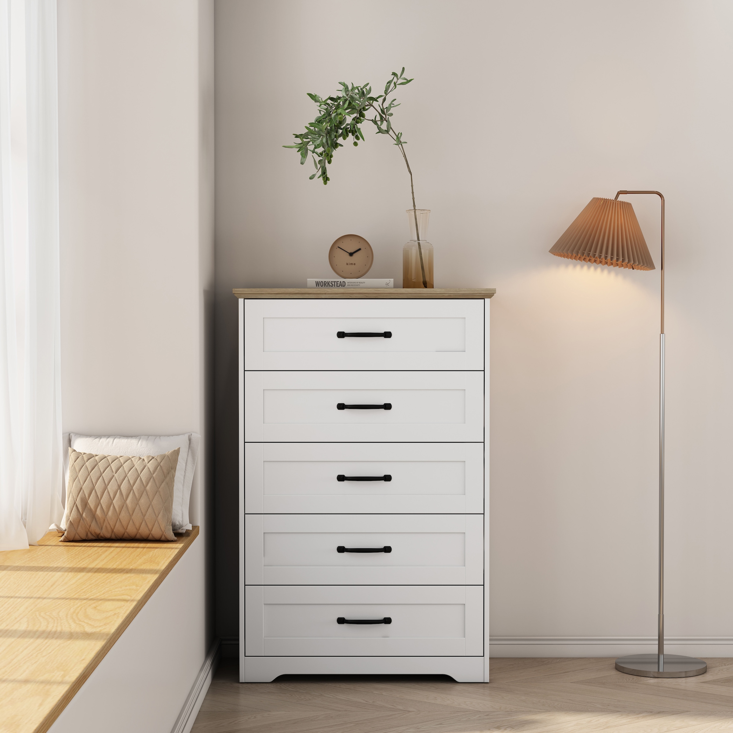 GOODproduct Schubkastenkommode »Emmilia Sideboard im Landhaus Design« Kommode mit viel Stauraum im Schlafzimmer,  Schubladenschrank Sideboard Wäscheschrank Skandi Design