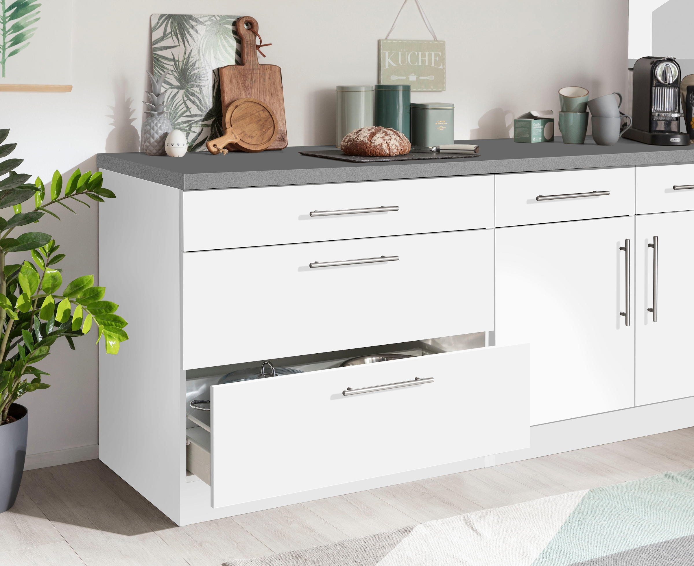 wiho Küchen Unterschrank »Cali«, 90 cm breit, mit 2 grossen Auszügen ohne Arbeitsplatte