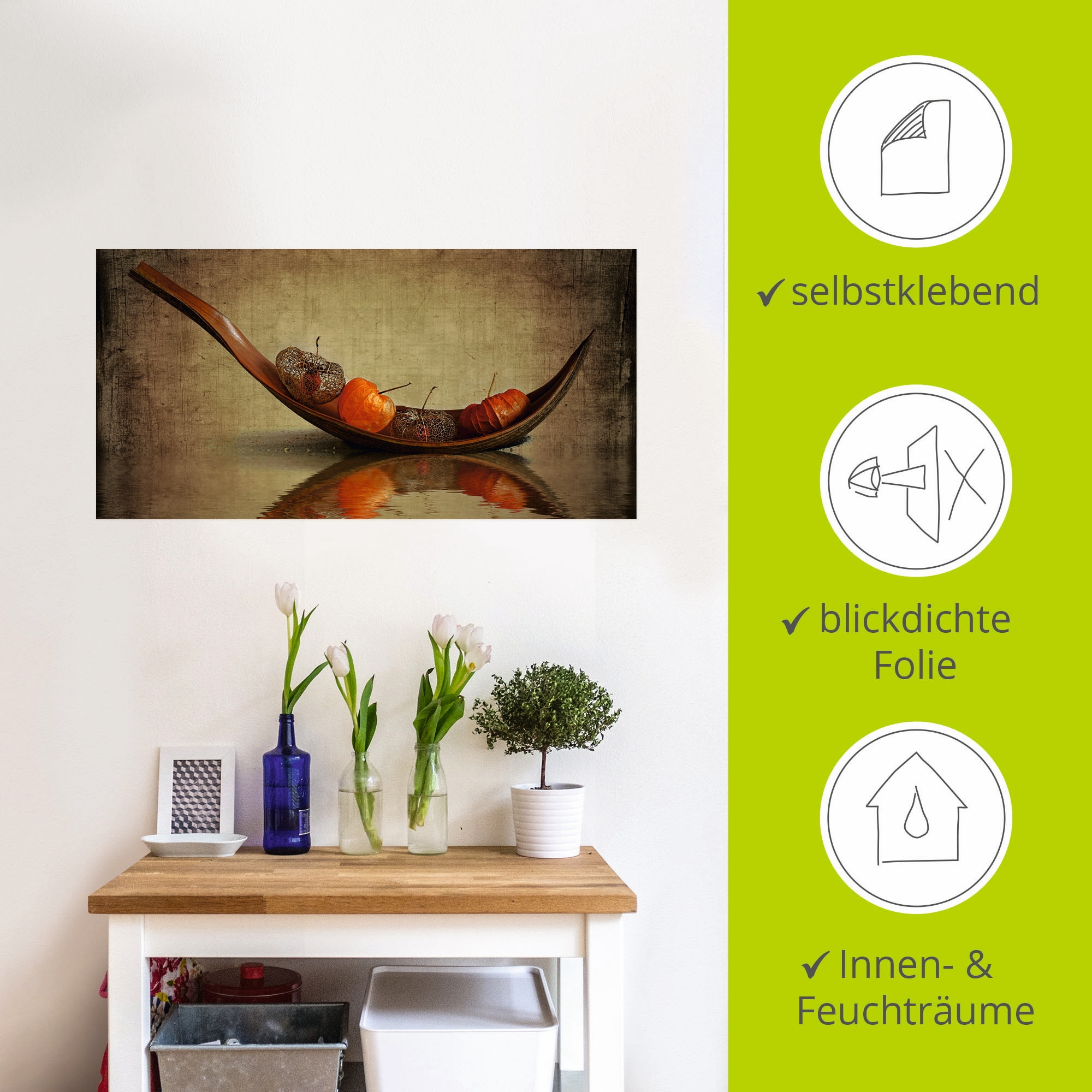 Artland Wandbild »Lampionschiffchen«, Arrangements, (1 St.), als Leinwandbild, Wandaufkleber in verschied. Grössen