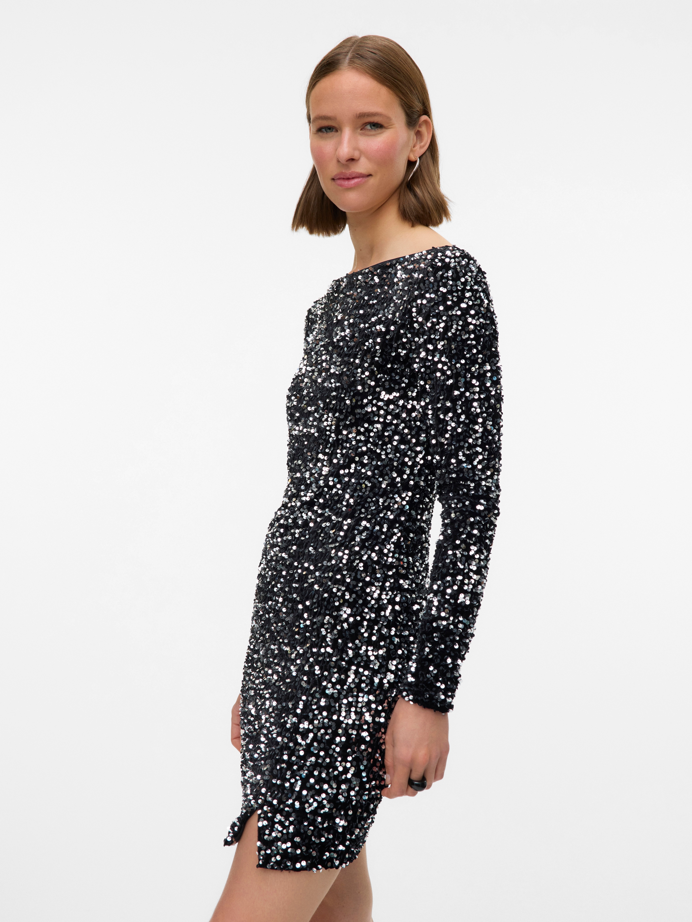 Image of Vero Moda Midikleid "VMBELLA LS SHORT SQ DRESS JRS GA" Partykleid, festlich, mit Pailletten