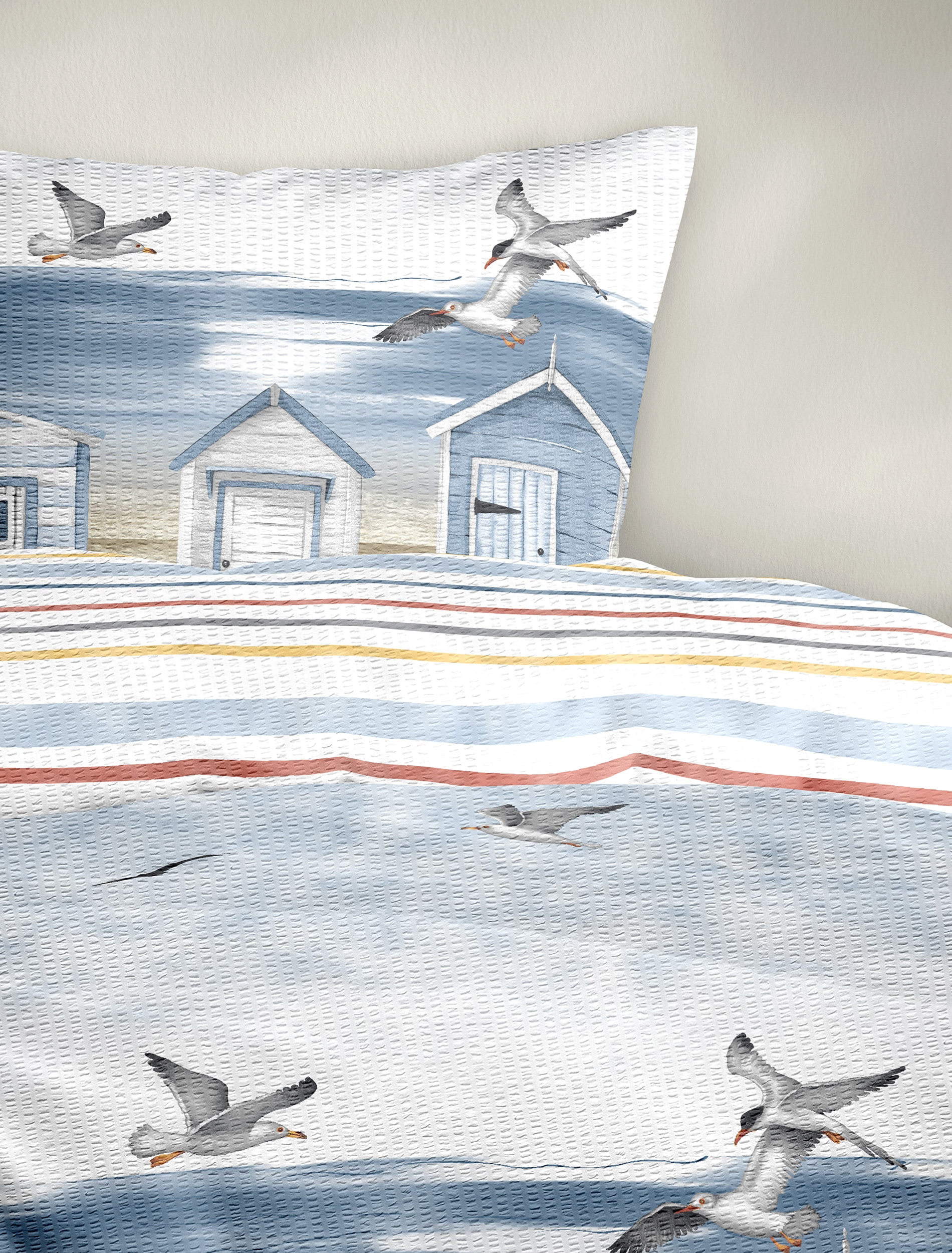 BIERBAUM Linge de lit »Bettwäsche 4083« 2 Seersucker, 100  % Baumwolle, pflegeleicht, bügelfrei, kühlend