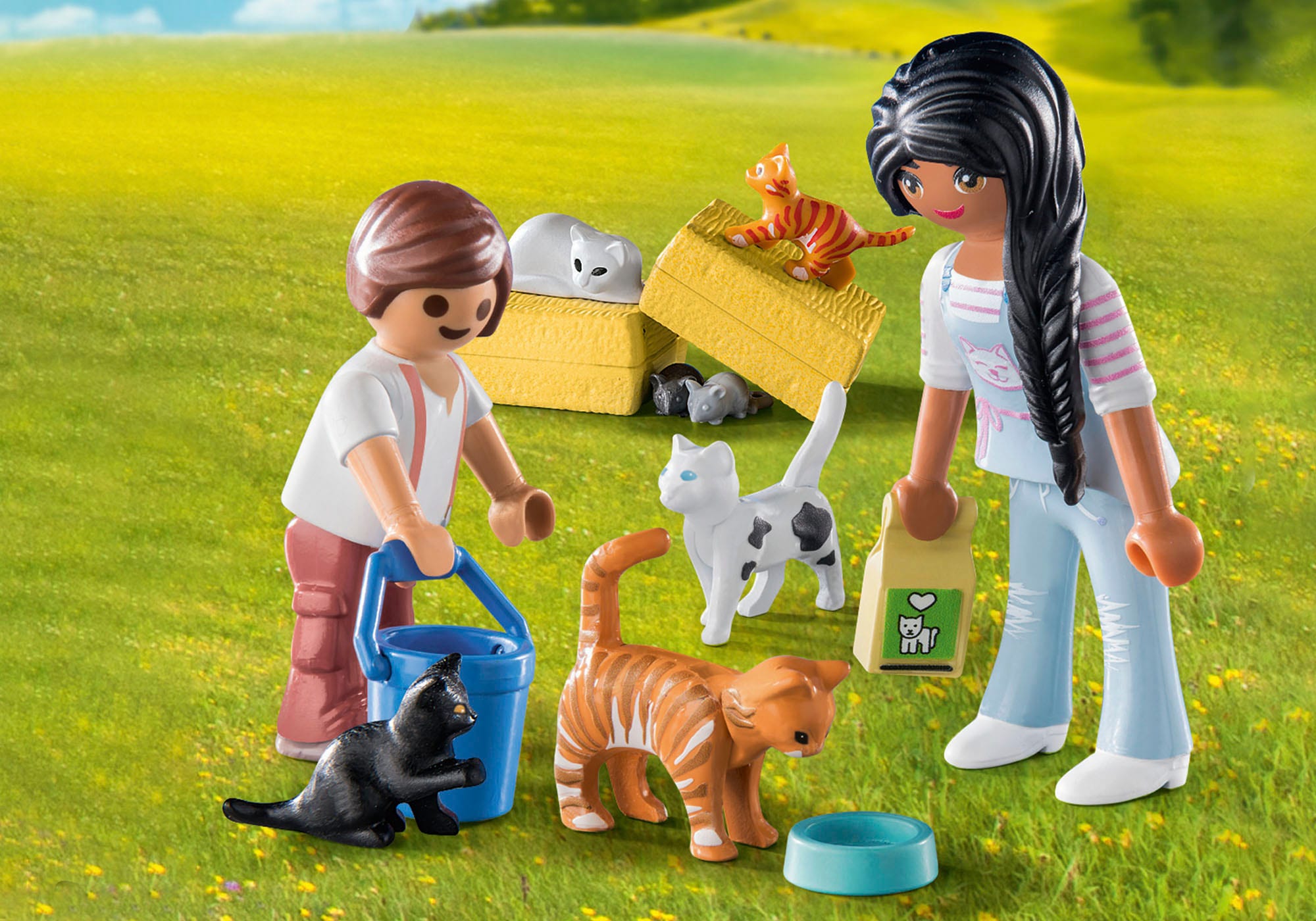 Playmobil® Konstruktions-Spielset »Katzenfamilie (71309), Country«, (17 St.), teilweise aus recyceltem Material; Made in Germany