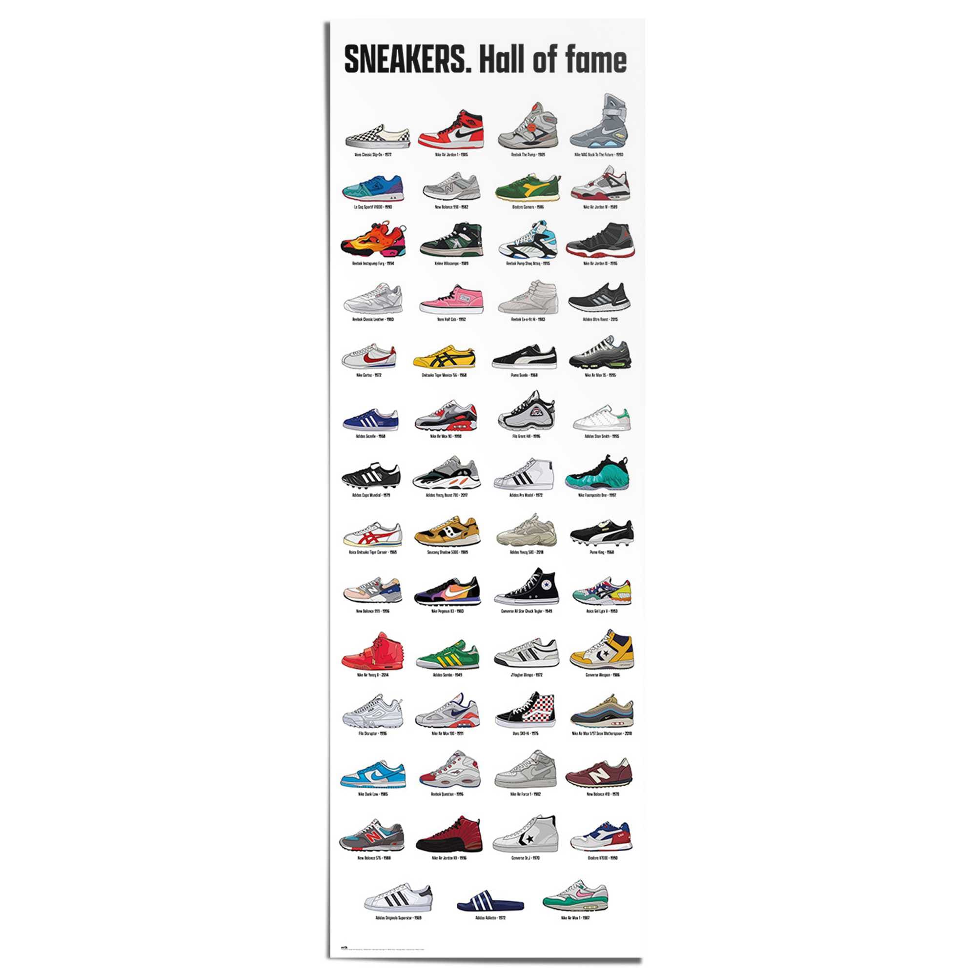 Image of Reinders Poster "Sneakers - hall of fame" Teenager Zimmer - Mehrfarbig - 170 gr. Papier - Fashion - 53x158 cm