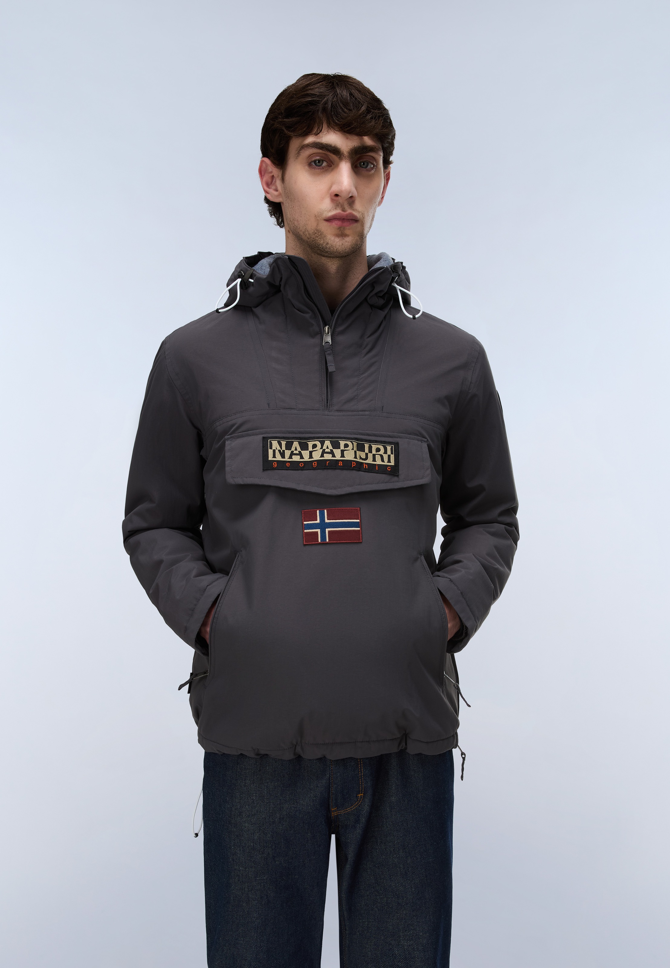 Image of Napapijri Anorak "RAINFOREST POCKET 2 DARK GREY SOLID" mit sportlichem Schnitt, für Erwachsene, aus Polyamid