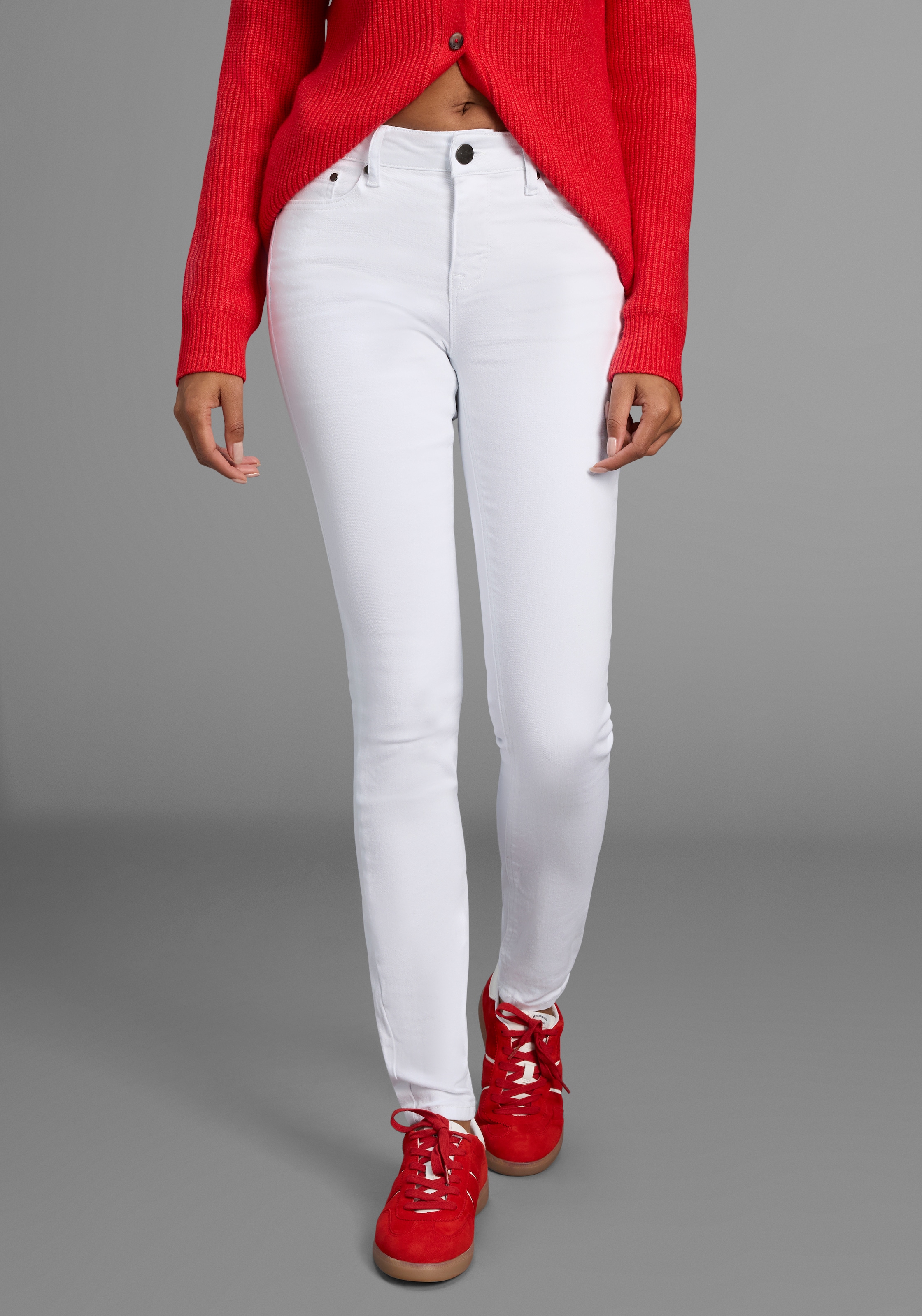 Arizona Slim-fit-Jeans »Shaping« enge Passform,  Röhrenjeans,  Used-Look-Waschung,  hohe Leibhöhe