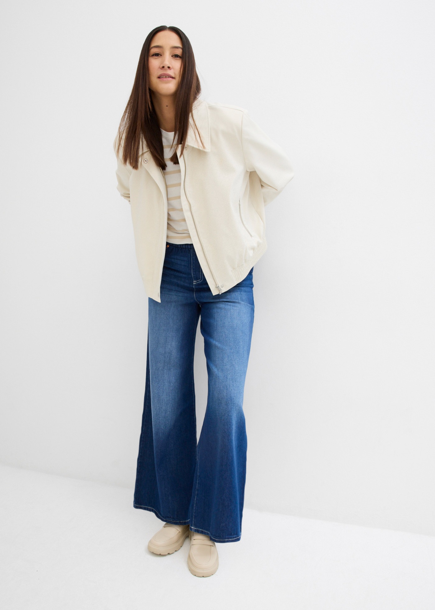 bonprix Weite Jeans mit Bequembund, lockere Passform im Loose Fit
