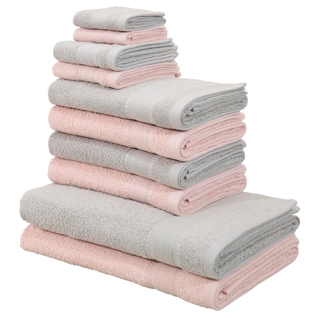 my home Handtuch Set »Afri«, Set, 10 tlg., Walkfrottee, Handtücher aus 100%  Baumwolle, weich, mit Bordüre kaufen