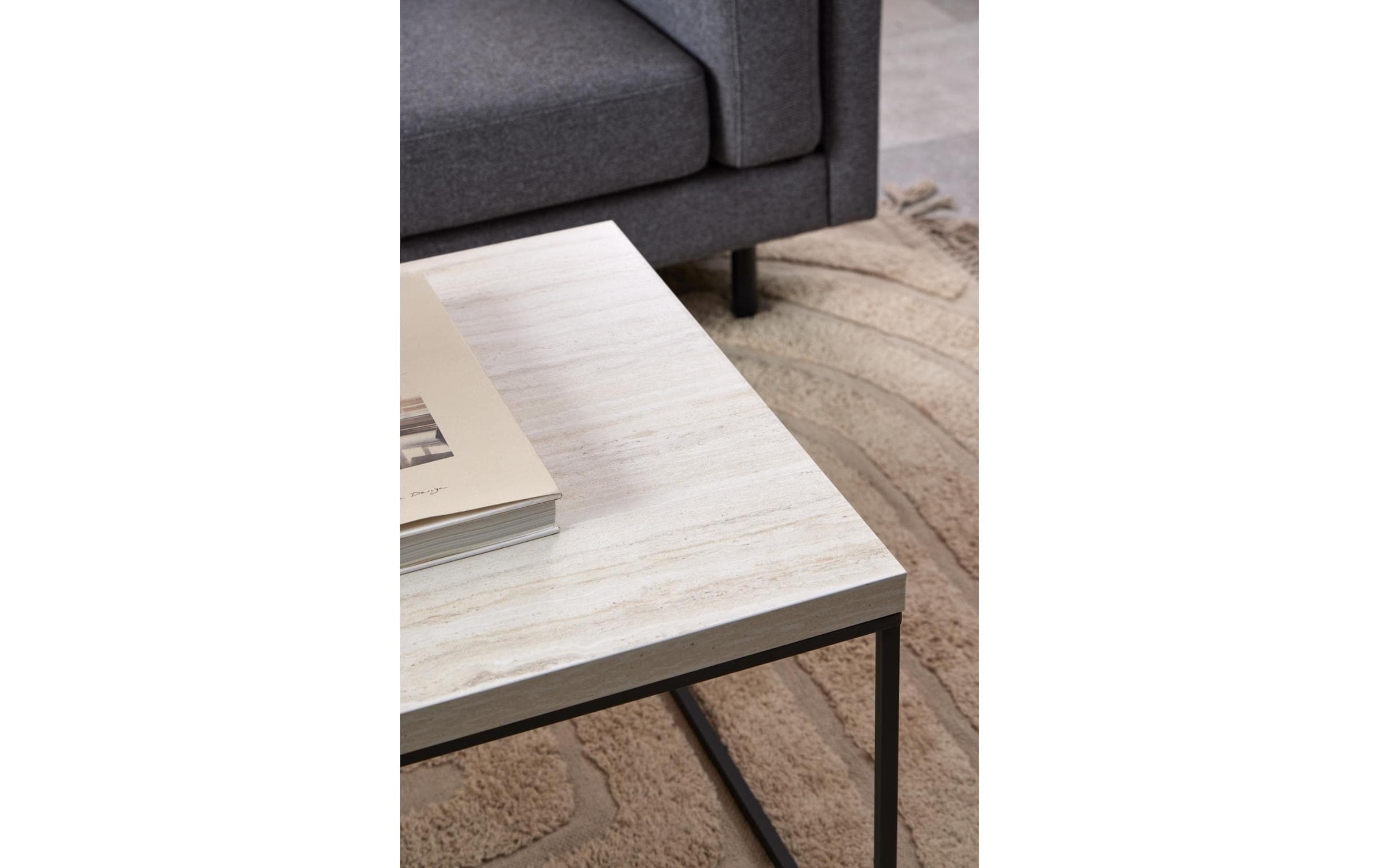 AC Design Couchtisch »Barossa, Wohnzimmertisch, Sofatisch, Steinoptik, rechteckig« Moderner Scandi-Stil, schwarze Stahlgestell, Mehrere Varianten