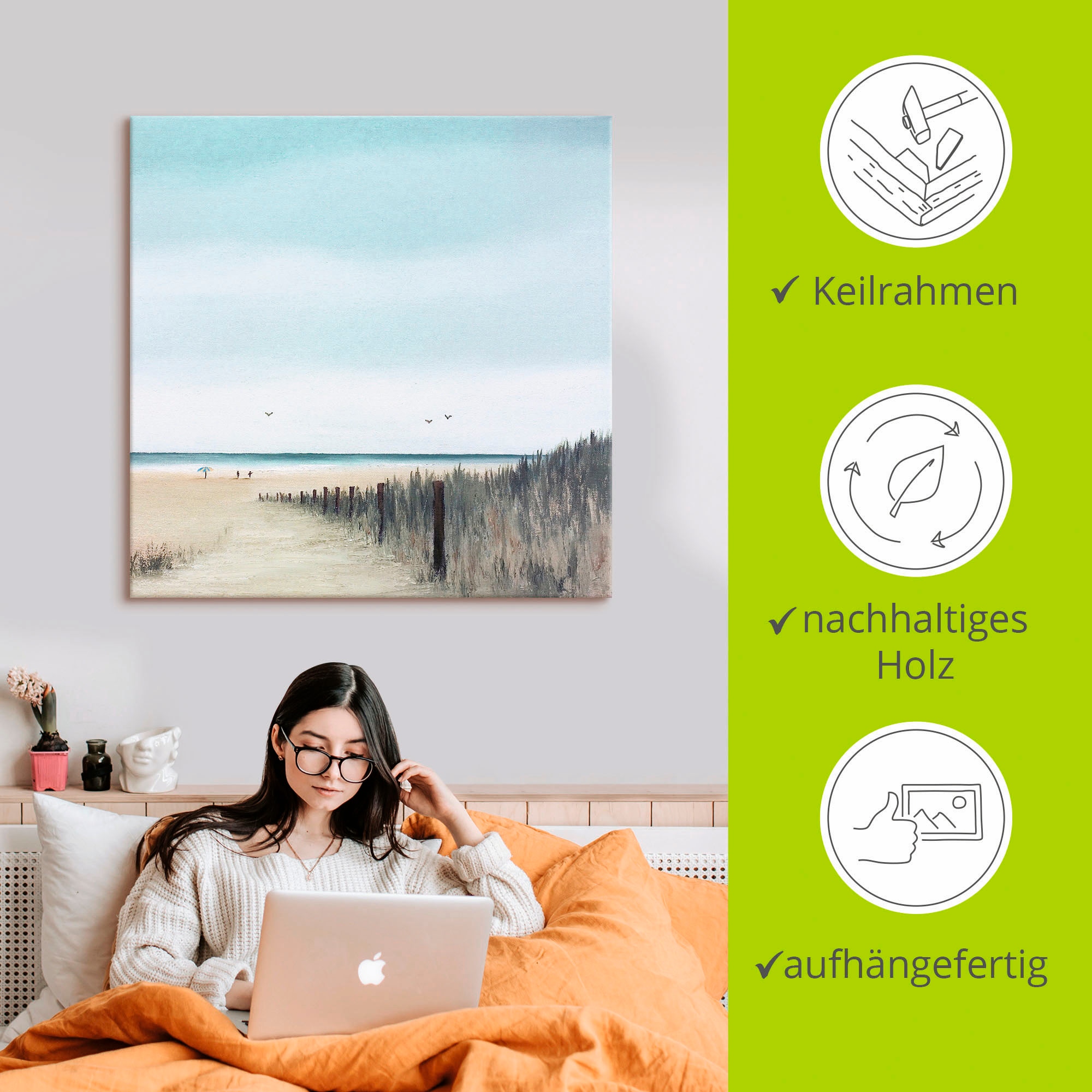 Artland Tableau sur toile »Sonniger Morgen I« 1 cuis tlg. auf Holzrahmen gespannt