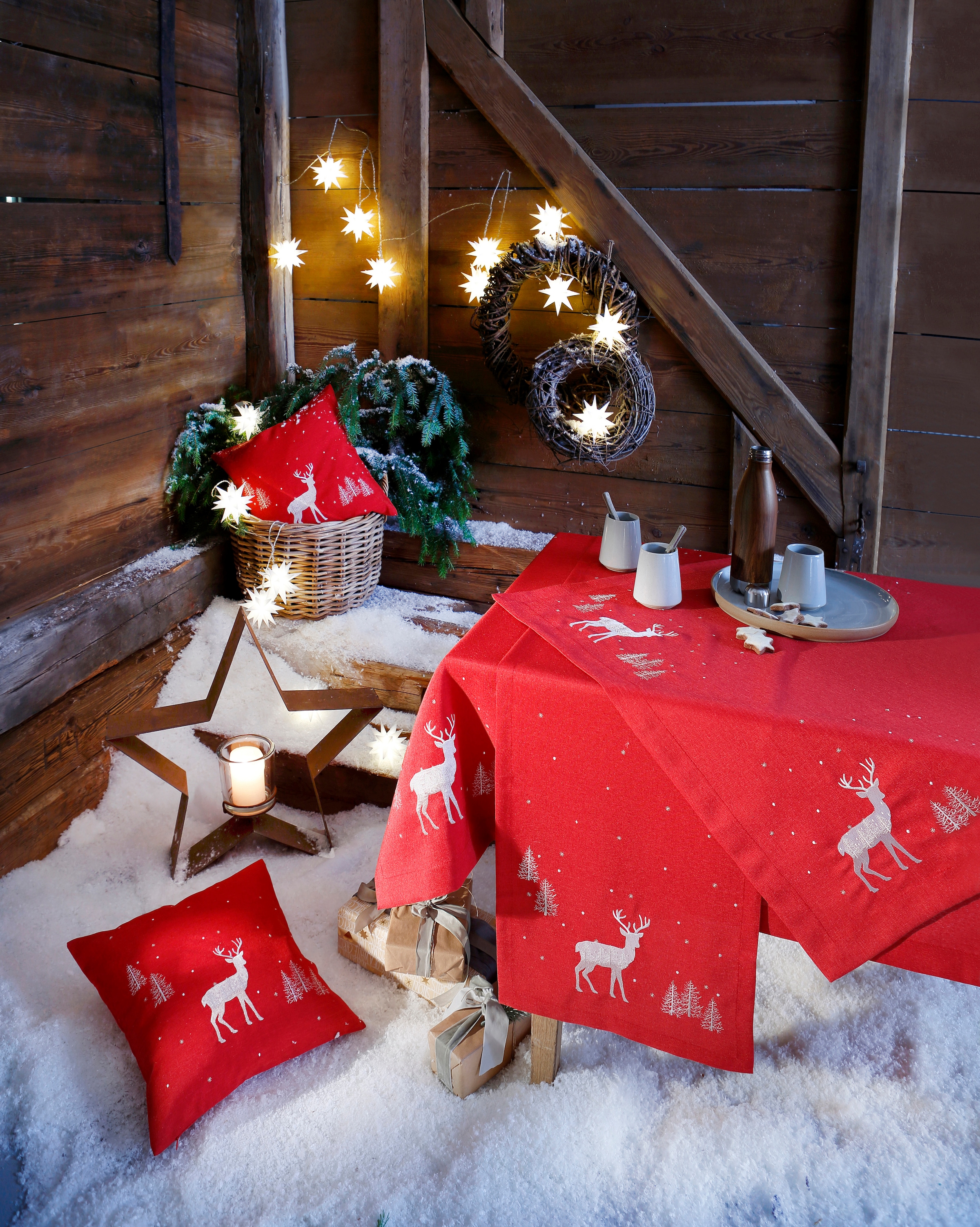 Dreams Nappe »Hirsch, Weihnachtsdeko rot«