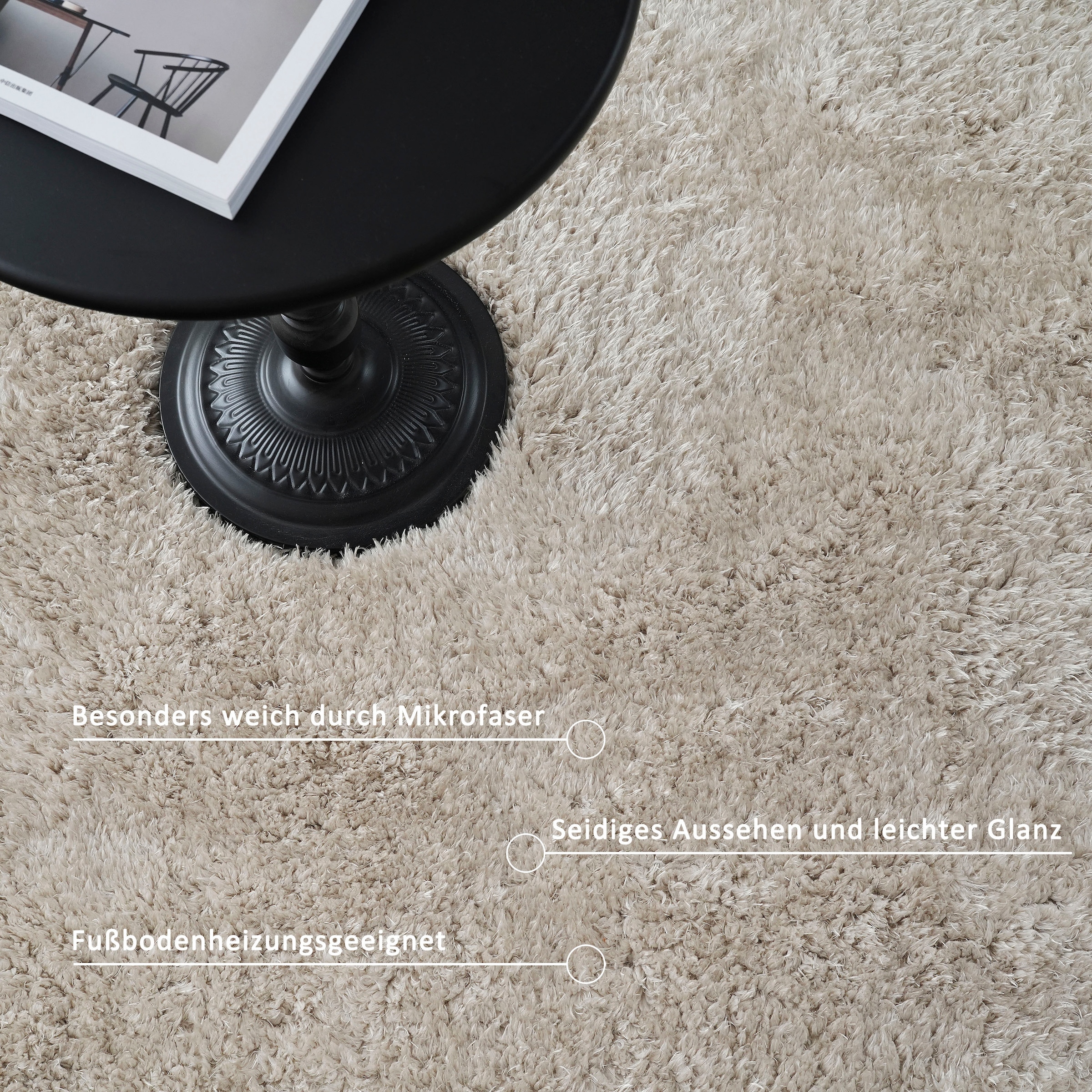 my home Hochflor-Teppich »Micro Shaggy, aus weicher Mikrofaser«, rechteckig, 53 mm Höhe, weich, flauschig, Uni-Farben, Wohnzimmer, Schlafzimmer, Kinderzimmer