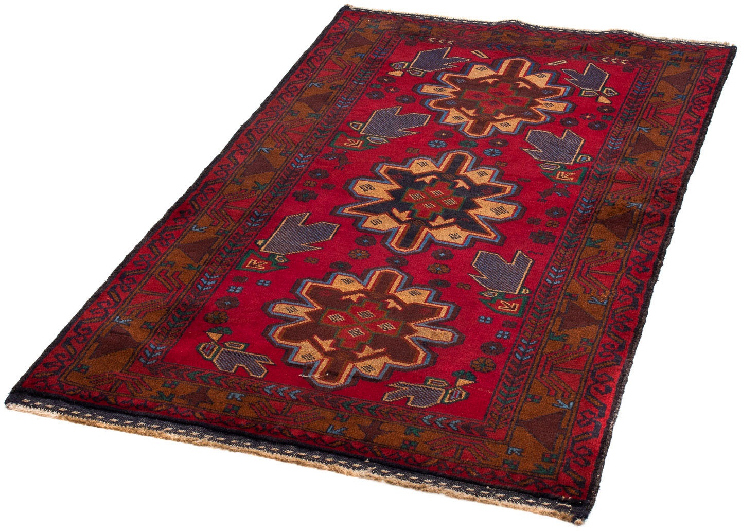 Image of morgenland Orientteppich »Belutsch - 137 x 83 cm - dunkelrot«, rechteckig, 8 mm Höhe, Wohnzimmer, Handgeknüpft, Einzelstück mit Zertifikat bei Ackermann Versand Schweiz