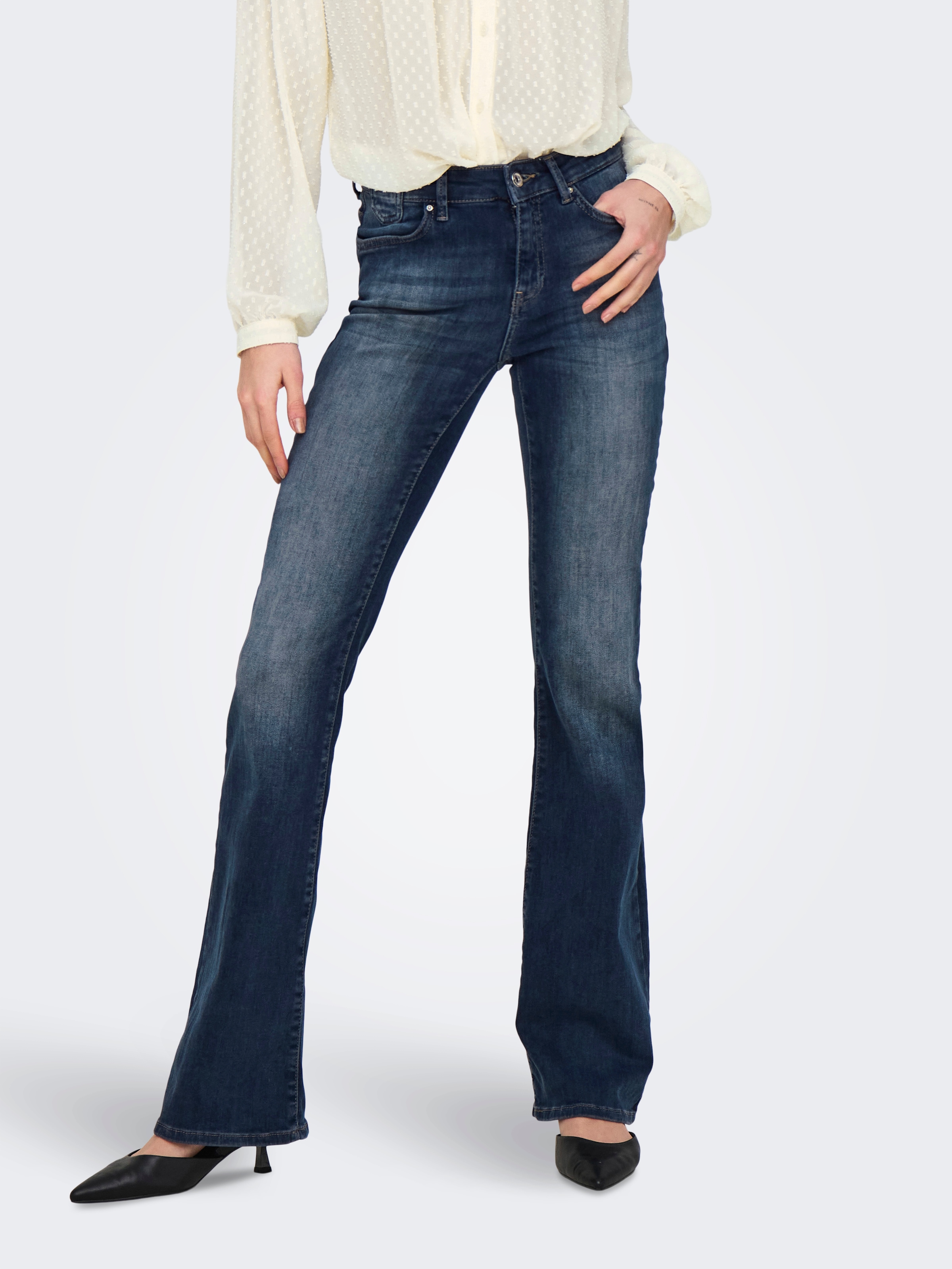 Image of ONLY Bootcut-Jeans "ONLBLUSH ICON COIN MID FL DNM CRO300NOOS"