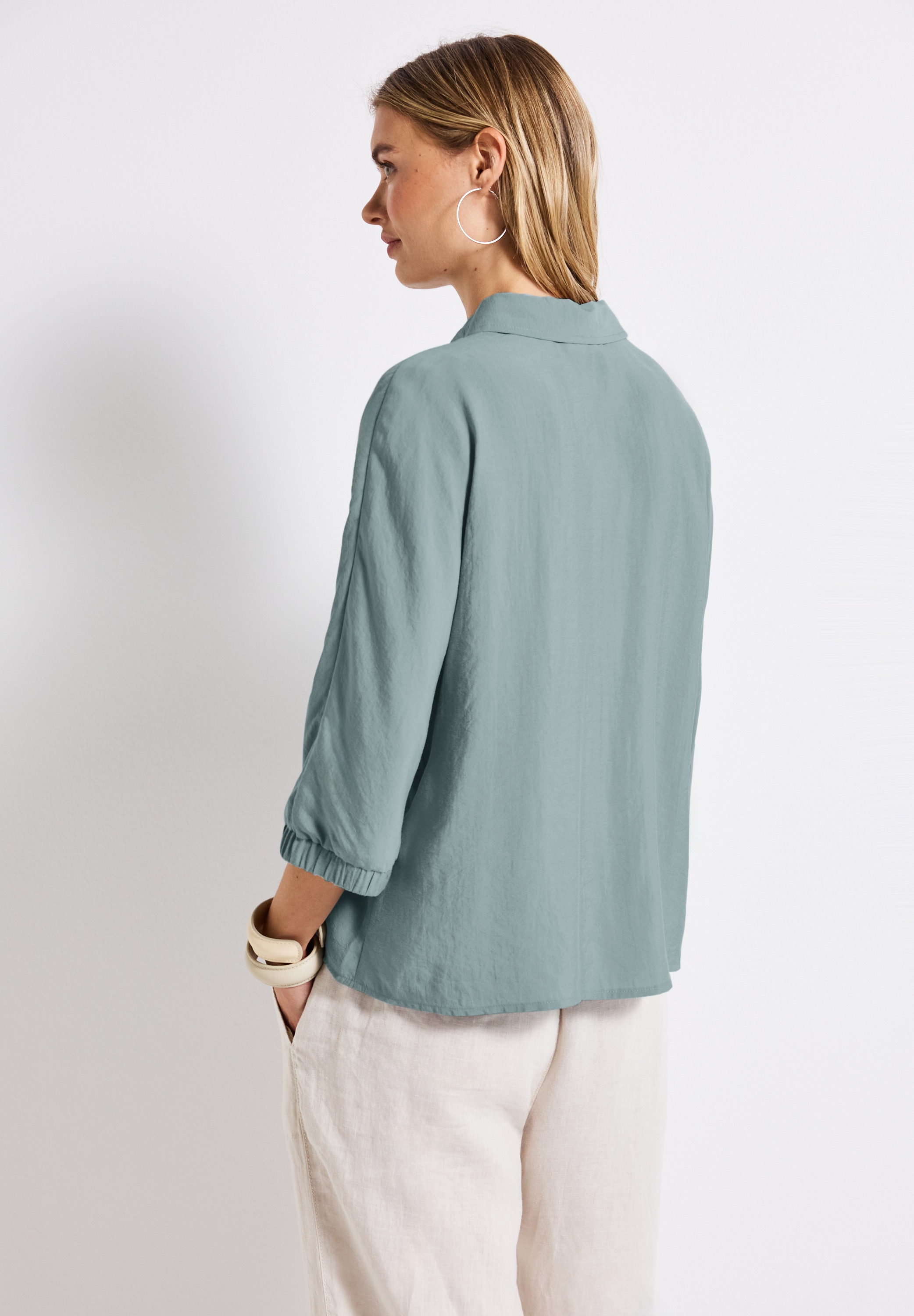 STREET ONE Hemdbluse, Kurzarm mit elastischen Bündchen