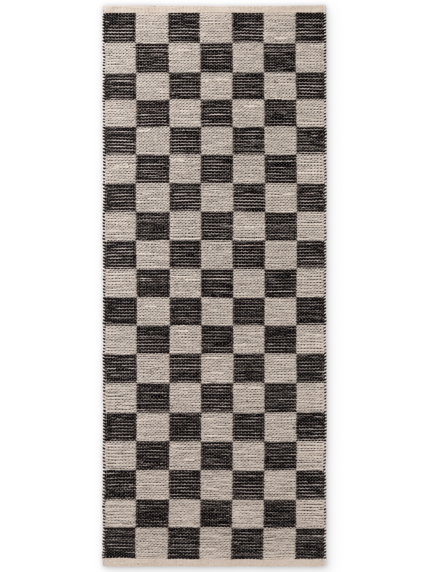 THE RUGS Handloom Jute Rug Rex Reversible White Black Checkerboard | Size: 80cm x 300cm