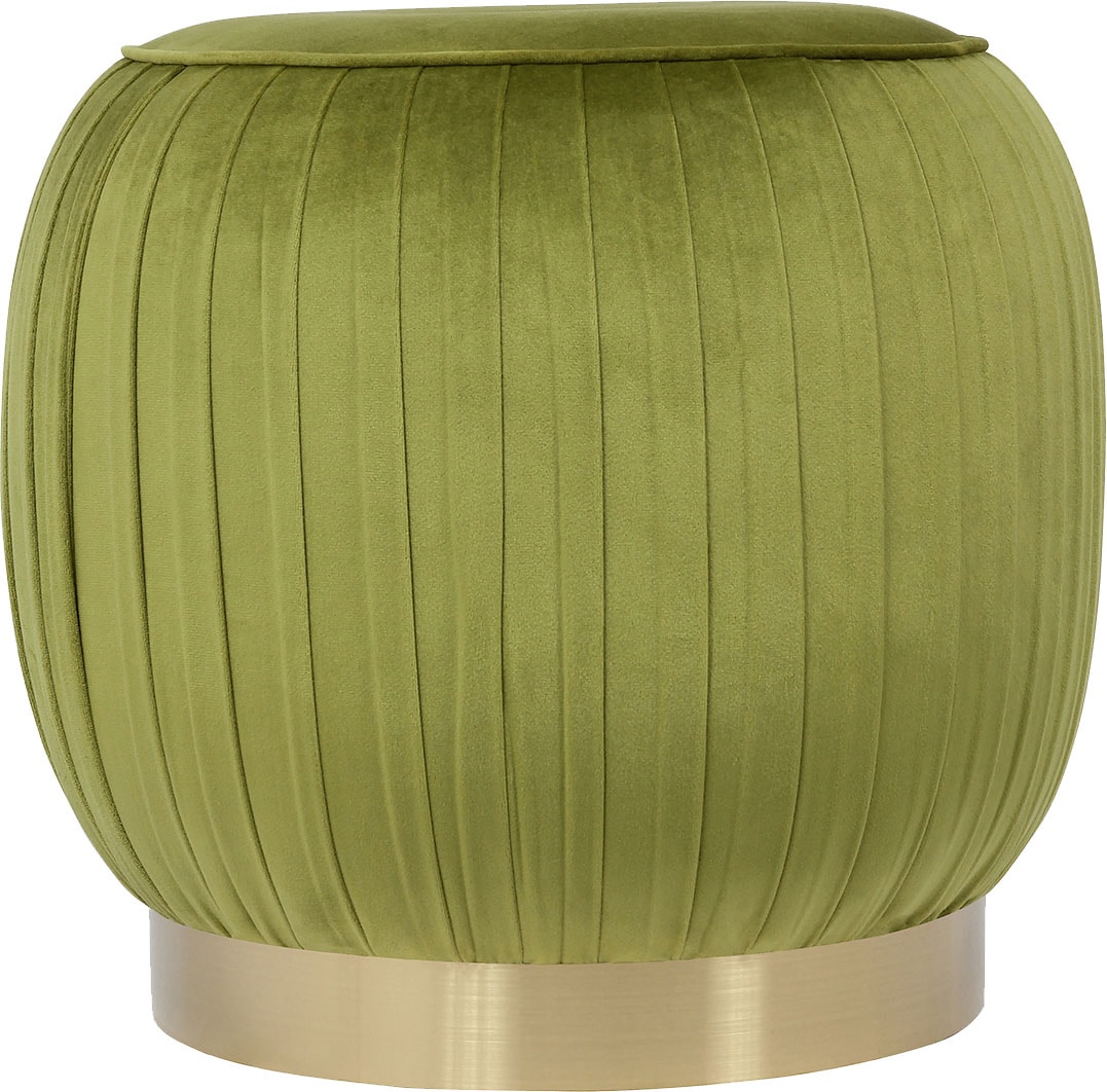 Image of Kayoom Polsterhocker "Hocker Lyla 125, Edler Touch durch goldenen Sockel, Samtbezug" 1 Stk. tlg. samtweich, gesteppte Ziernaht, Edelstahlsockel, Hochwertiger Samtbezug