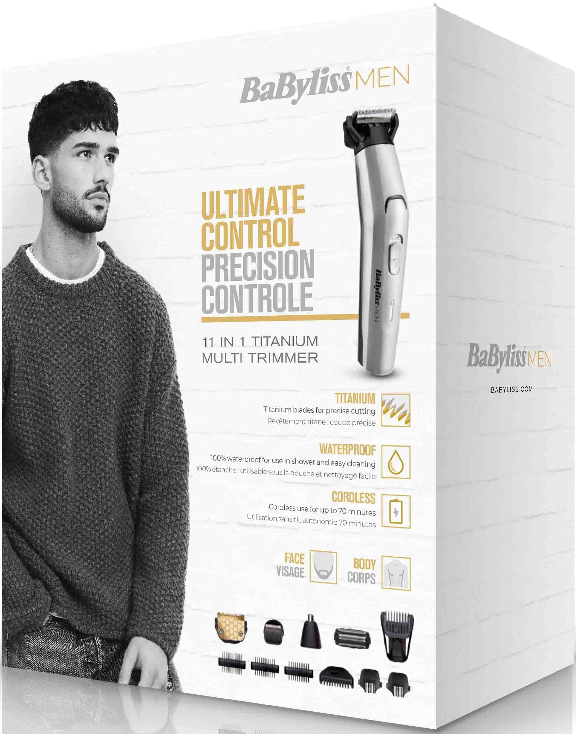 BaByliss Multifunktionstrimmer »MT861E MEN«, 11 Aufsätze, 11-in-1 Titanium Multigrooming Set für Gesicht & Körper