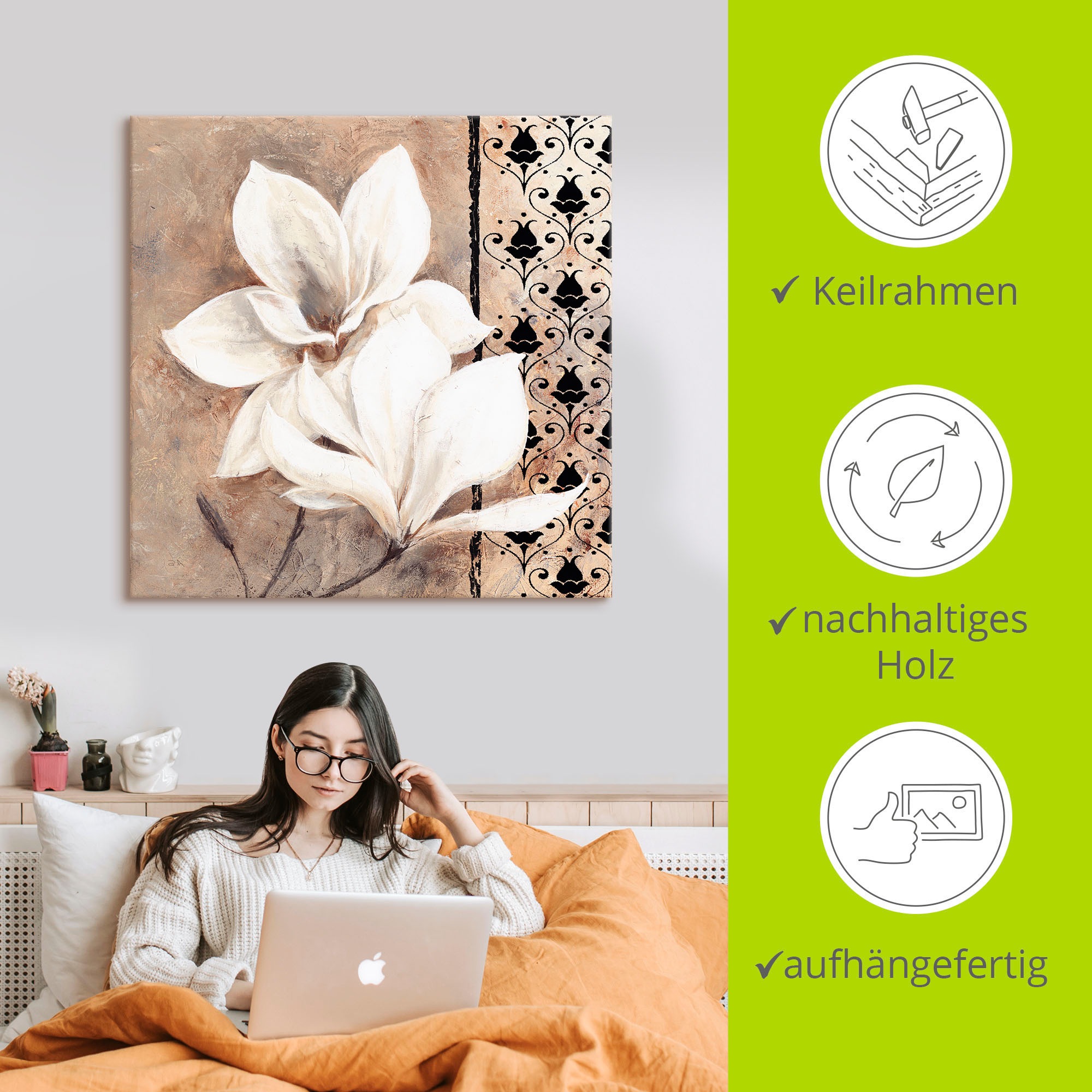 Artland Tableau sur toile »Klassische Magnolien« 1 cuis tlg. auf Holzrahmen gespannt