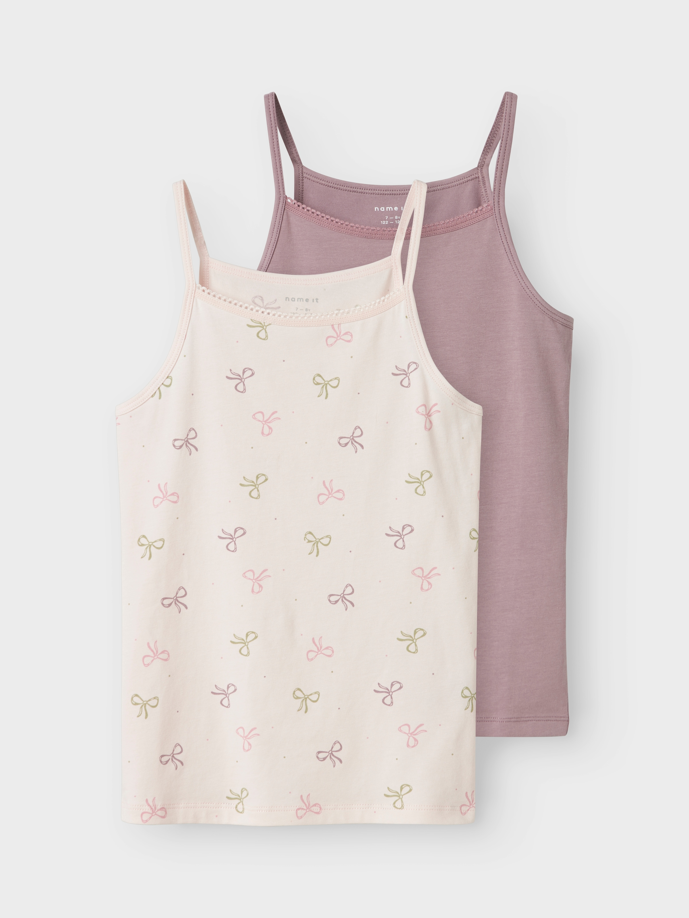 Image of Name It Unterhemd "NKFSTRAP TOP 2P BARELY PINK BOW NOOS" Packung, 2 Stk.